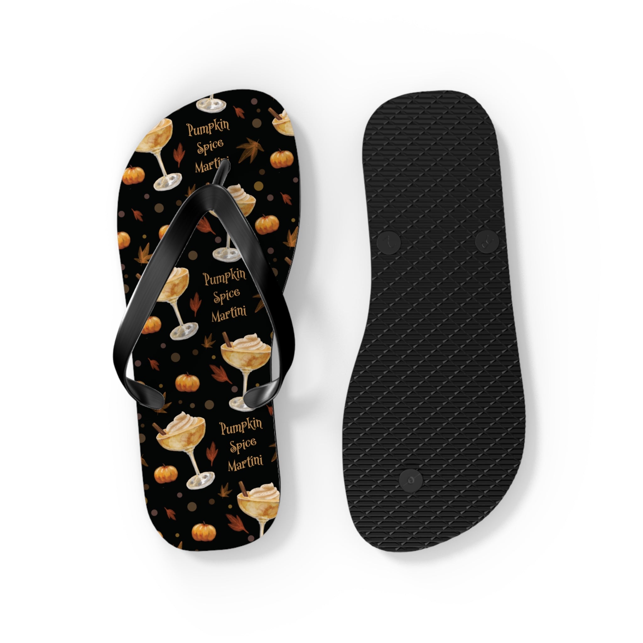 Pumpkin Spice Martini Flip Flops — Black Pumpkin Collection Inspired Design