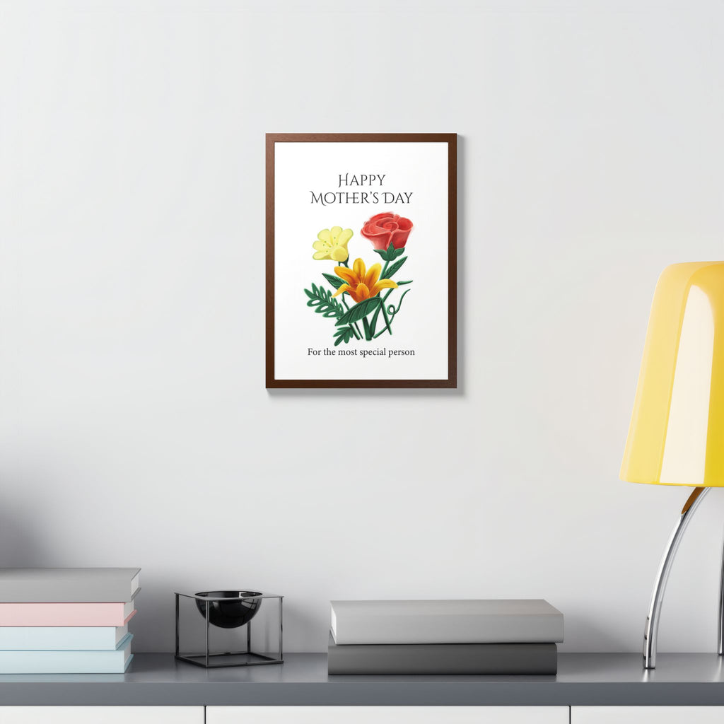 Mother’s Day Framed Floral Poster – Happy Mother’s Day Wall Art for Mom | Floral Gift Decor