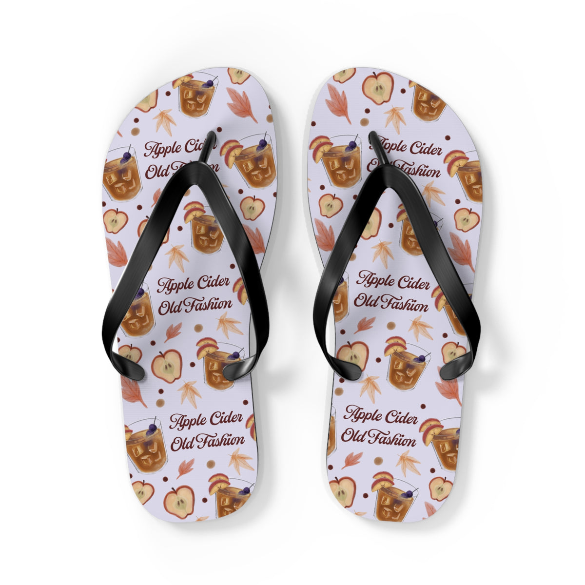 Apple Cider Old Fashioned Flip Flops — Light Violet Apple Cider Collection Inspired Design