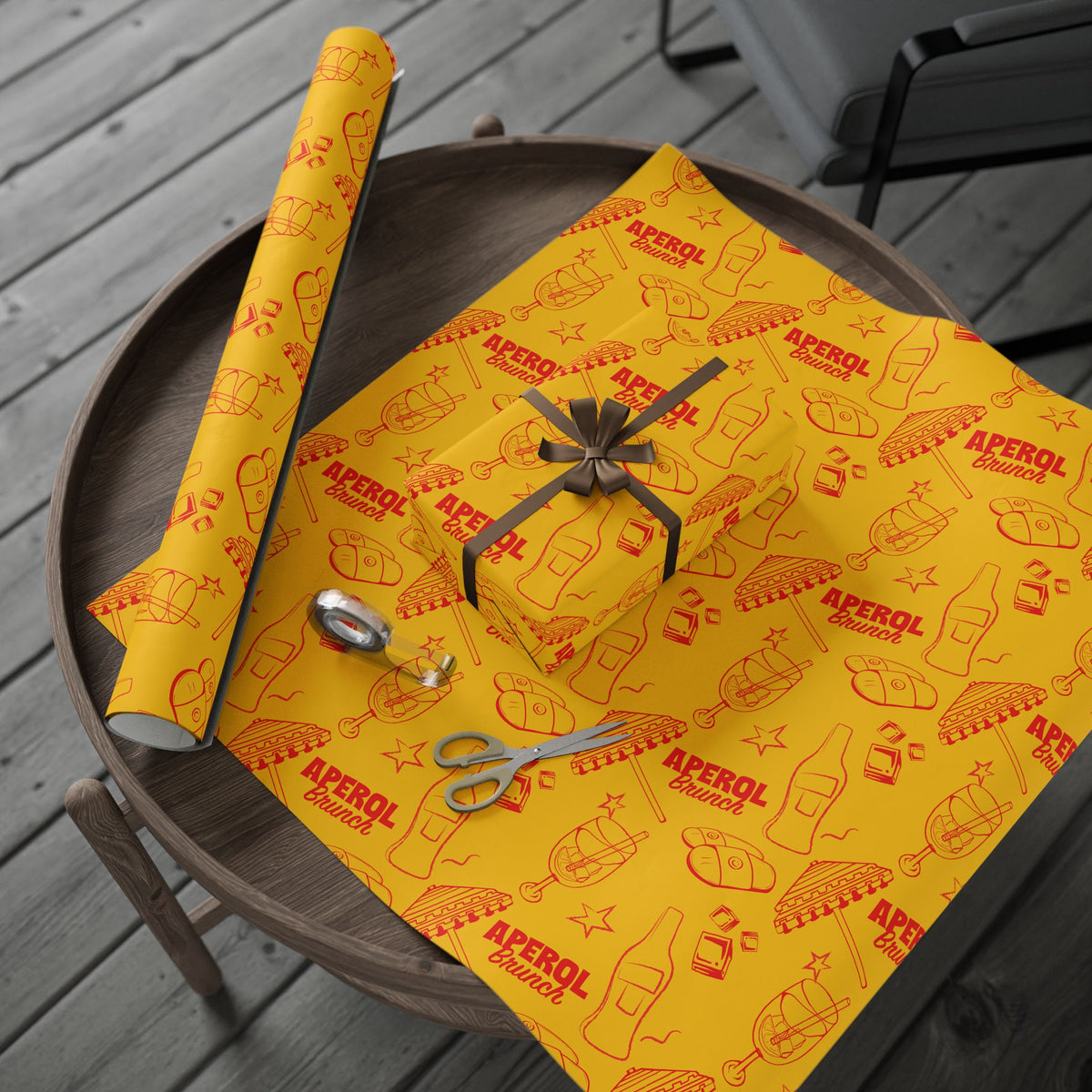 Aperol Brunch Peel Wrapping Paper Roll — Aperol Yellow Collection Inspired Design