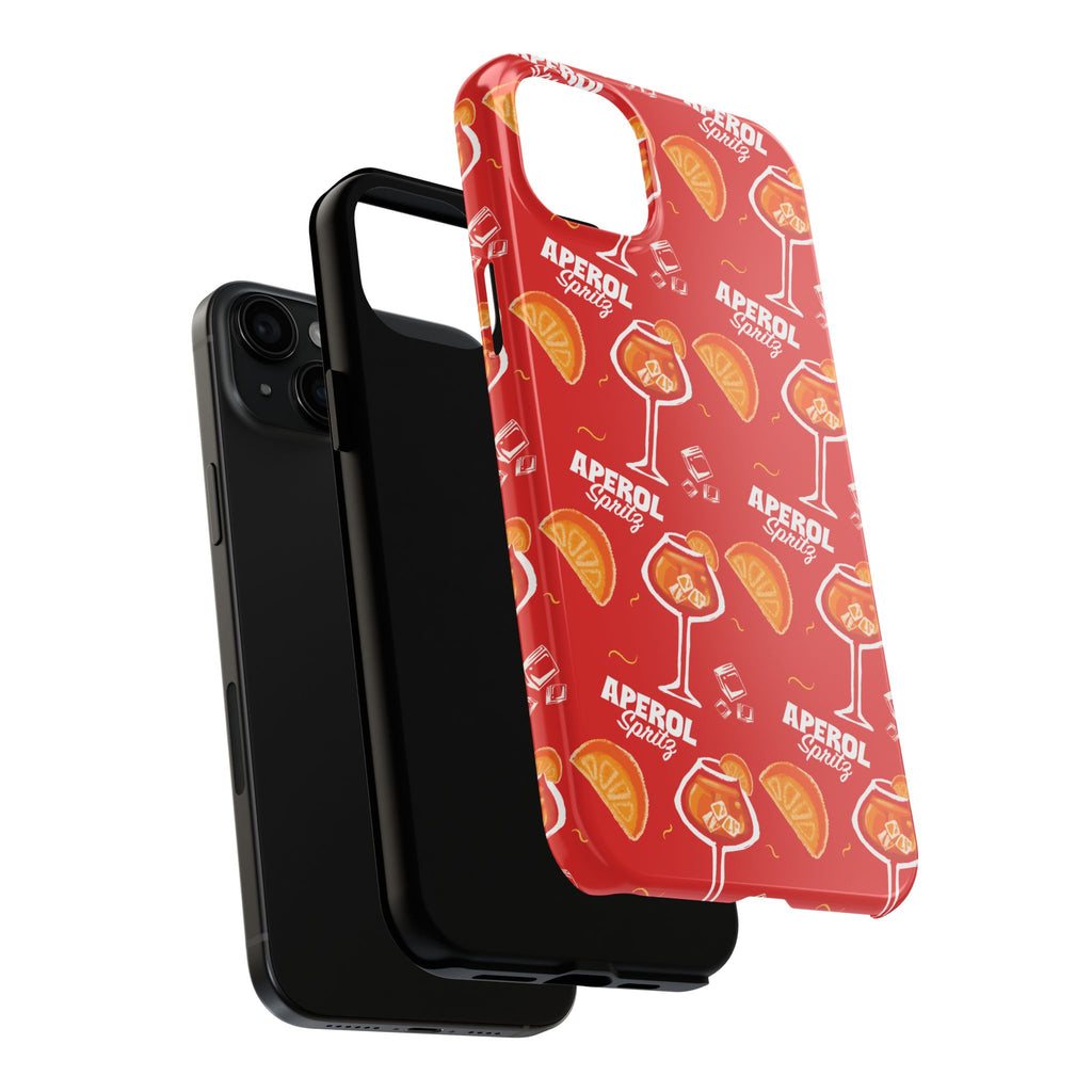 Aperol Spritz Tough Phone Case — Red Cocktail Pattern Protective Cover