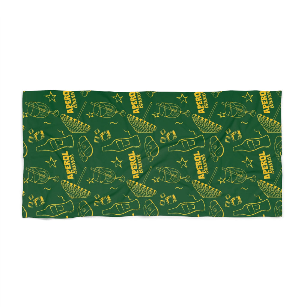 Aperol Brunch Beach Towel – Tropical Green Summer Towel