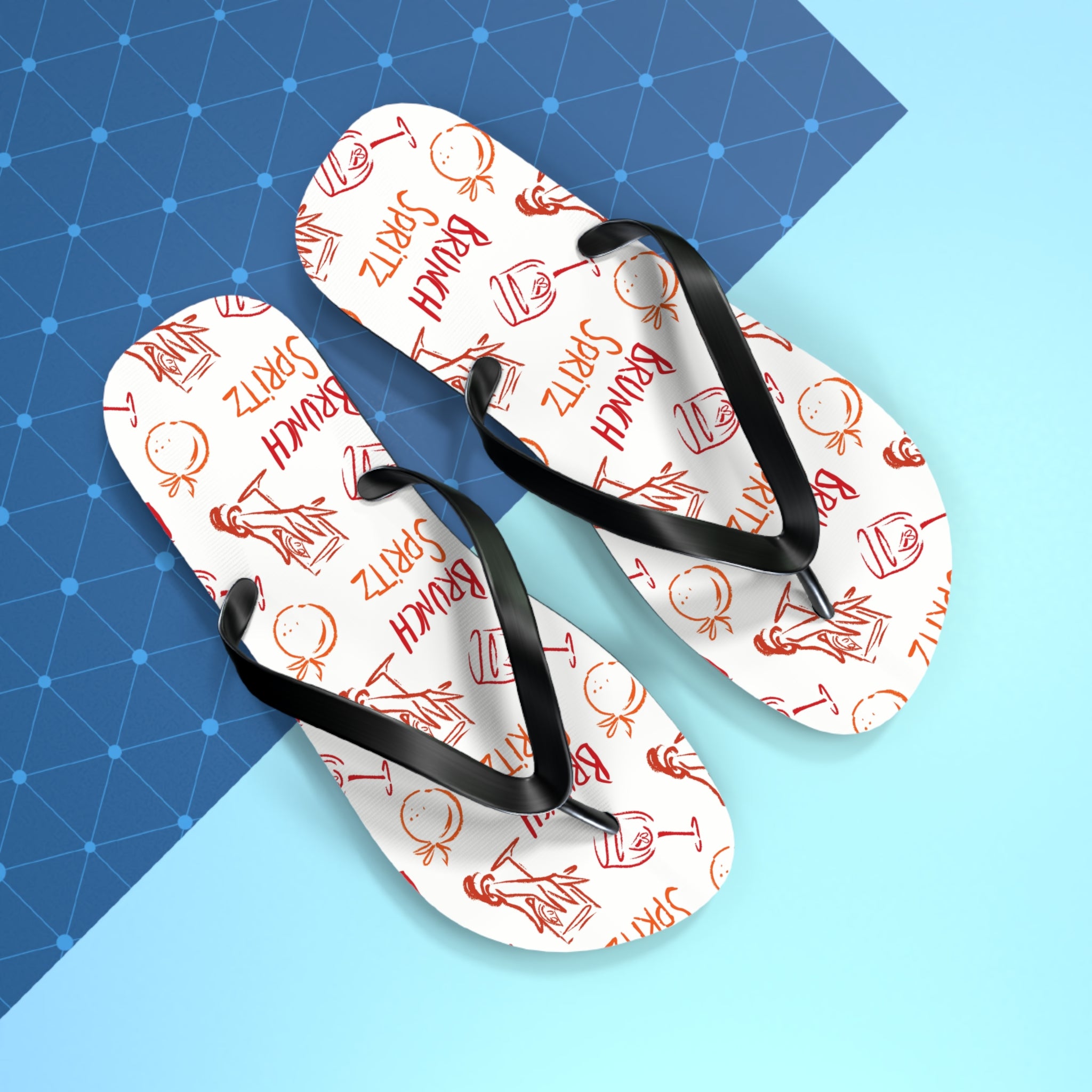 Brunch Spritz Flip Flops — White Brunch Collection Inspired Design