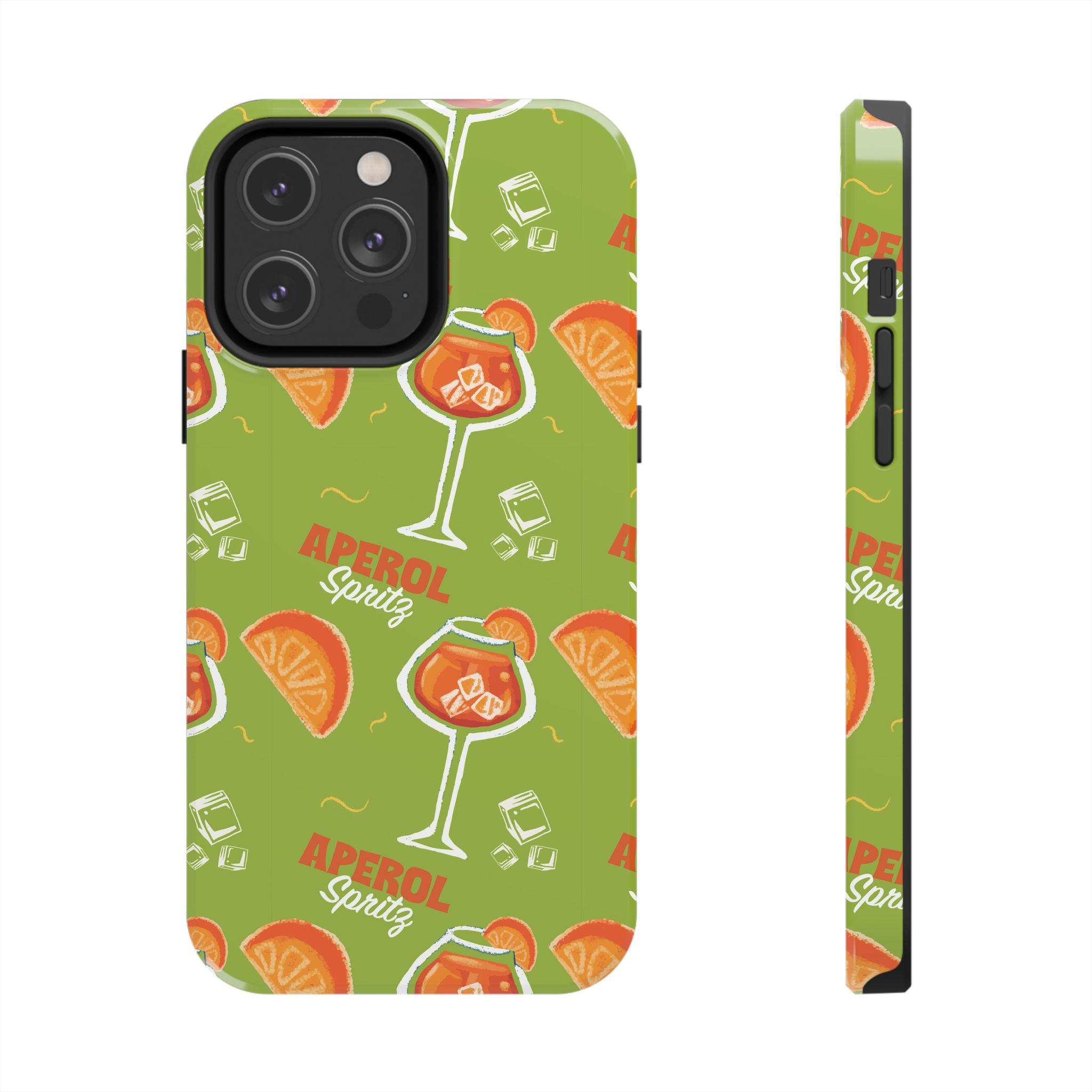 Aperol Spritz Tough Phone Case — Green Cocktail Pattern Phone Cover