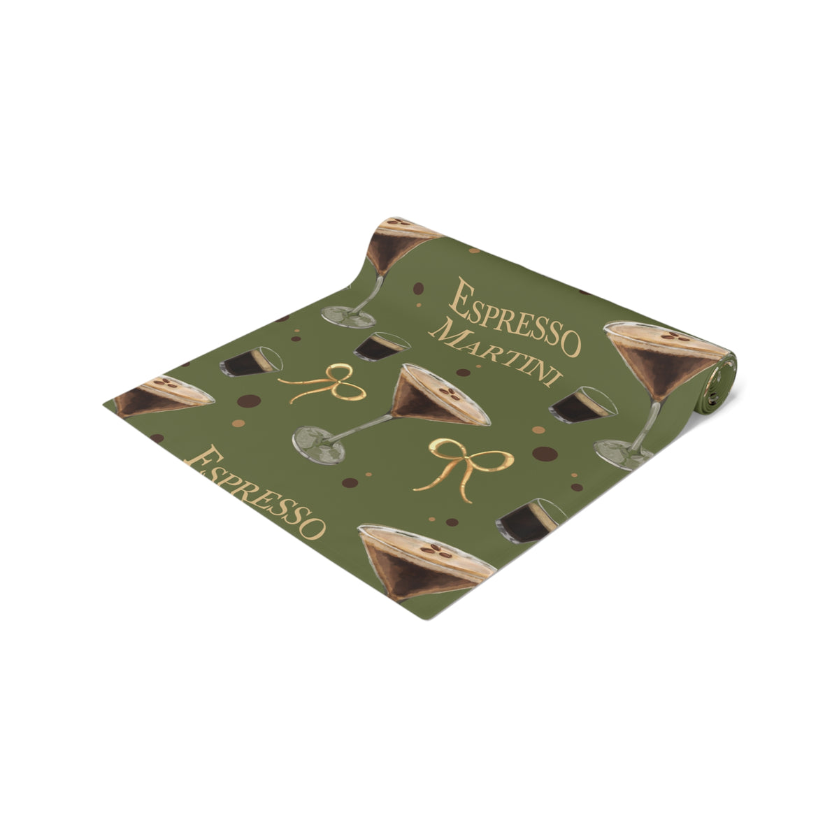 Espresso Martini Table Runner — Olive Green Espresso Collection Inspired Design