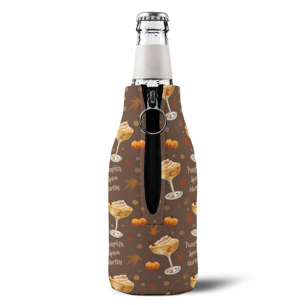 Pumpkin Spice Martini Zip-Up Bottle Cooler Sleeve — Black Pumpkin Collection Inspired Design