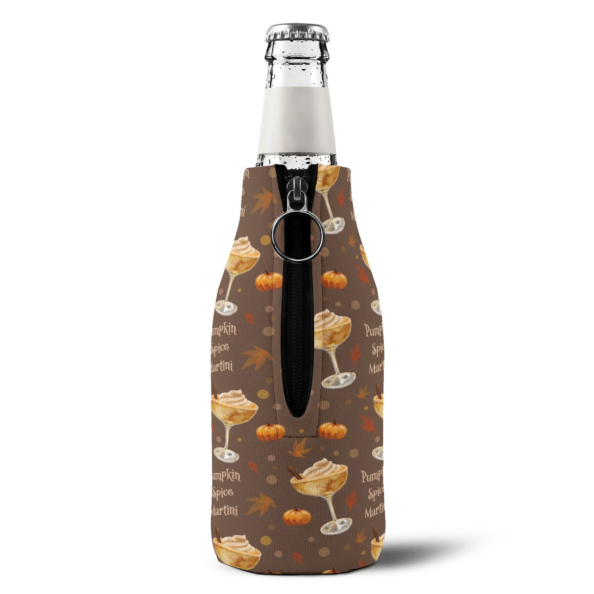 Pumpkin Spice Martini Zip-Up Bottle Cooler Sleeve — Black Pumpkin Collection Inspired Design