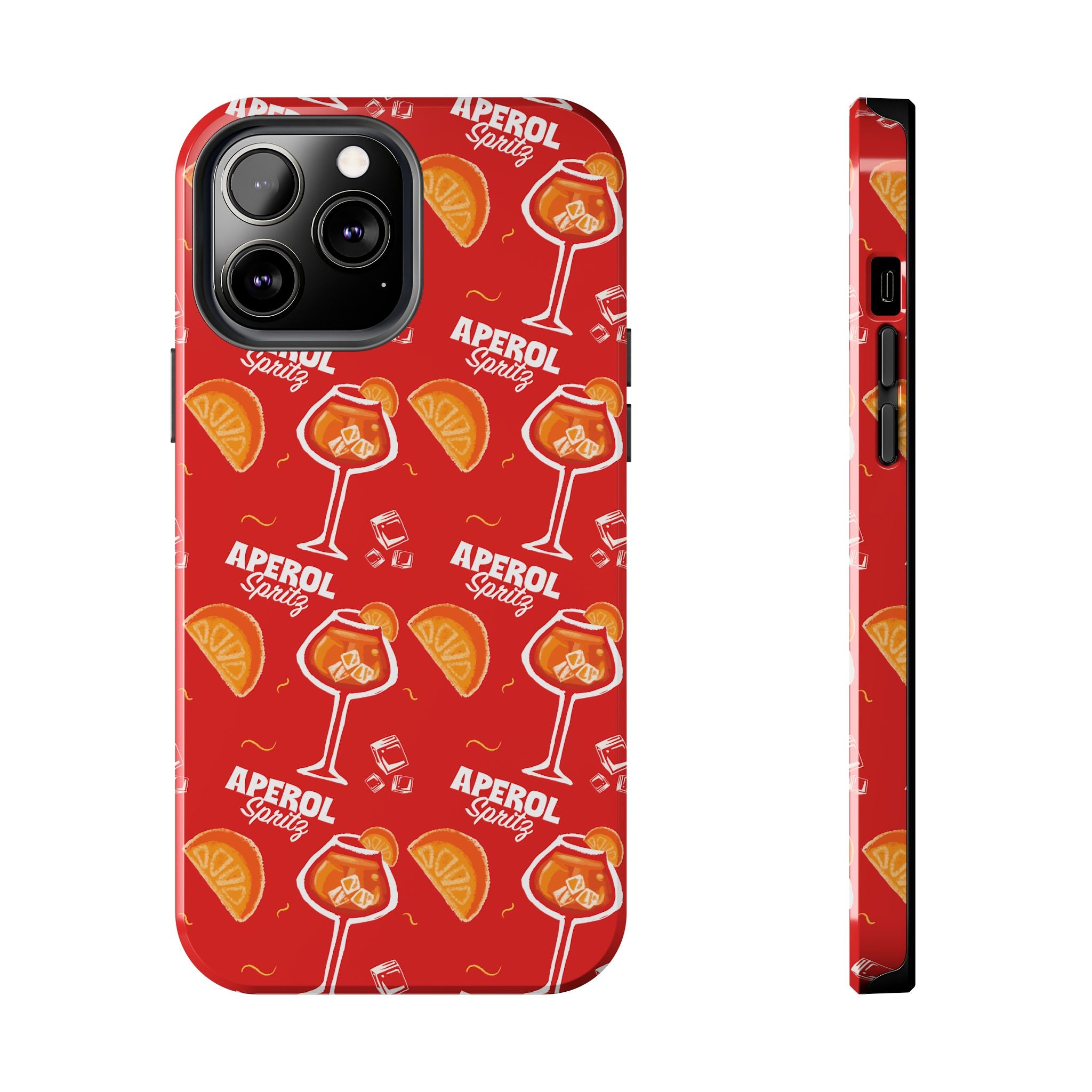 Aperol Spritz Tough Phone Case — Red Cocktail Pattern Protective Cover