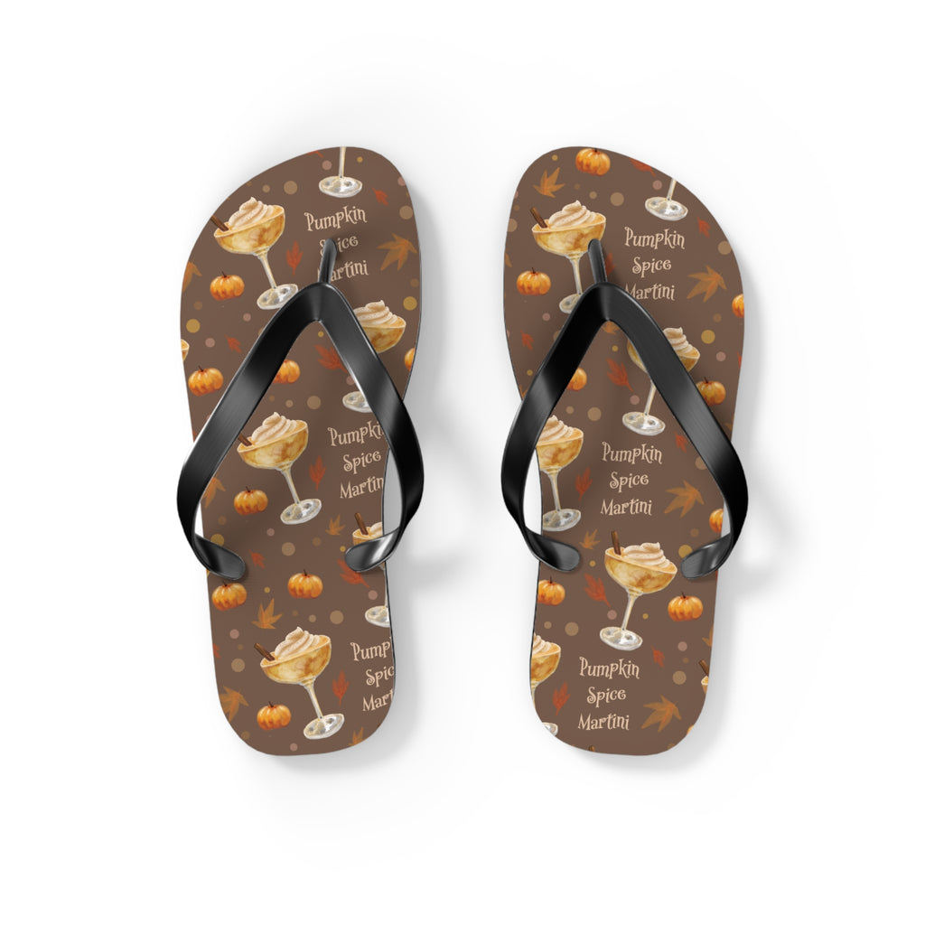 Pumpkin Spice Martini Flip Flops — Brown Pumpkin Collection Inspired Design