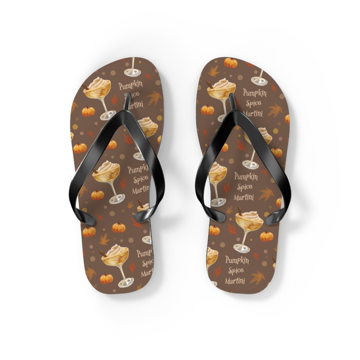 Pumpkin Spice Martini Flip Flops — Brown Pumpkin Collection Inspired Design