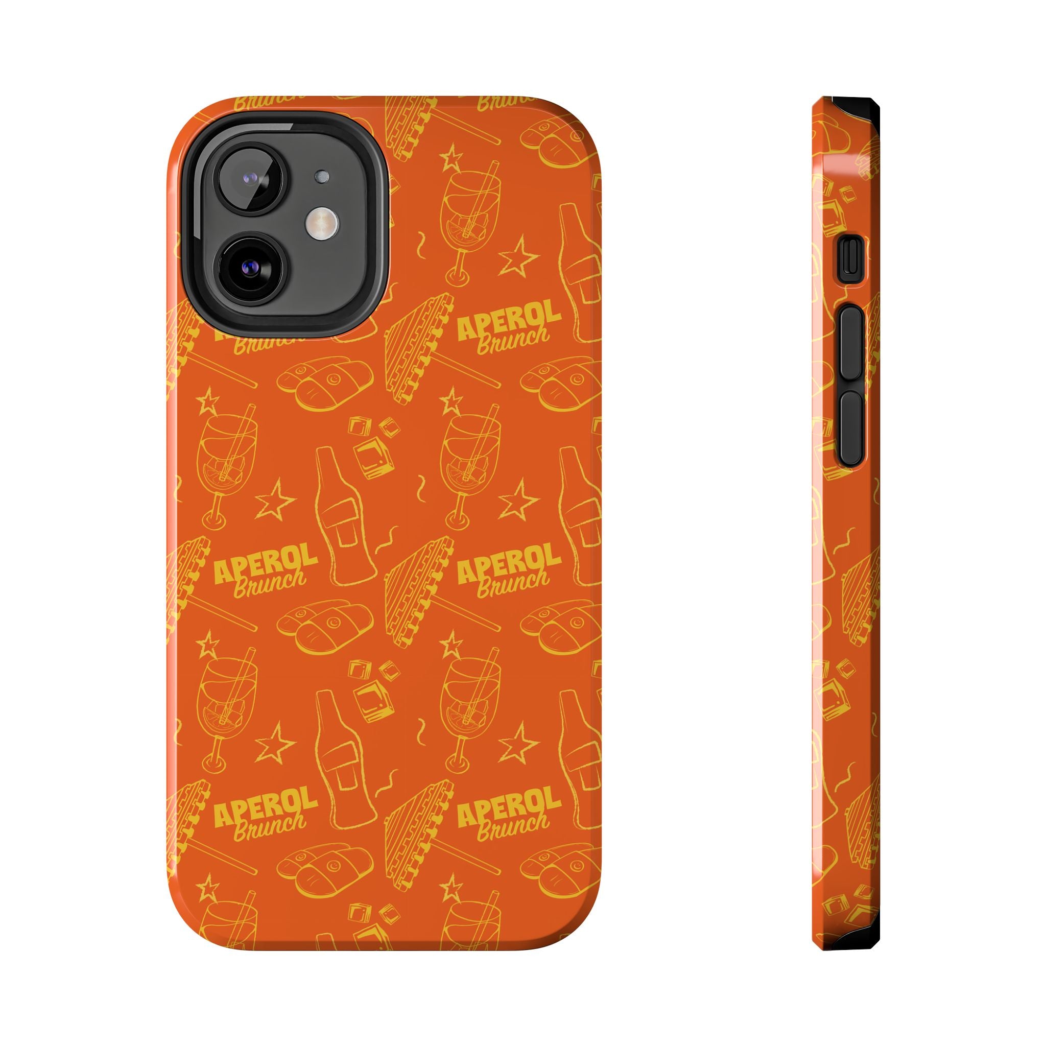 Aperol Spritz Tough Phone Case — Bright Orange Cocktail Pattern, Summer Barware Design