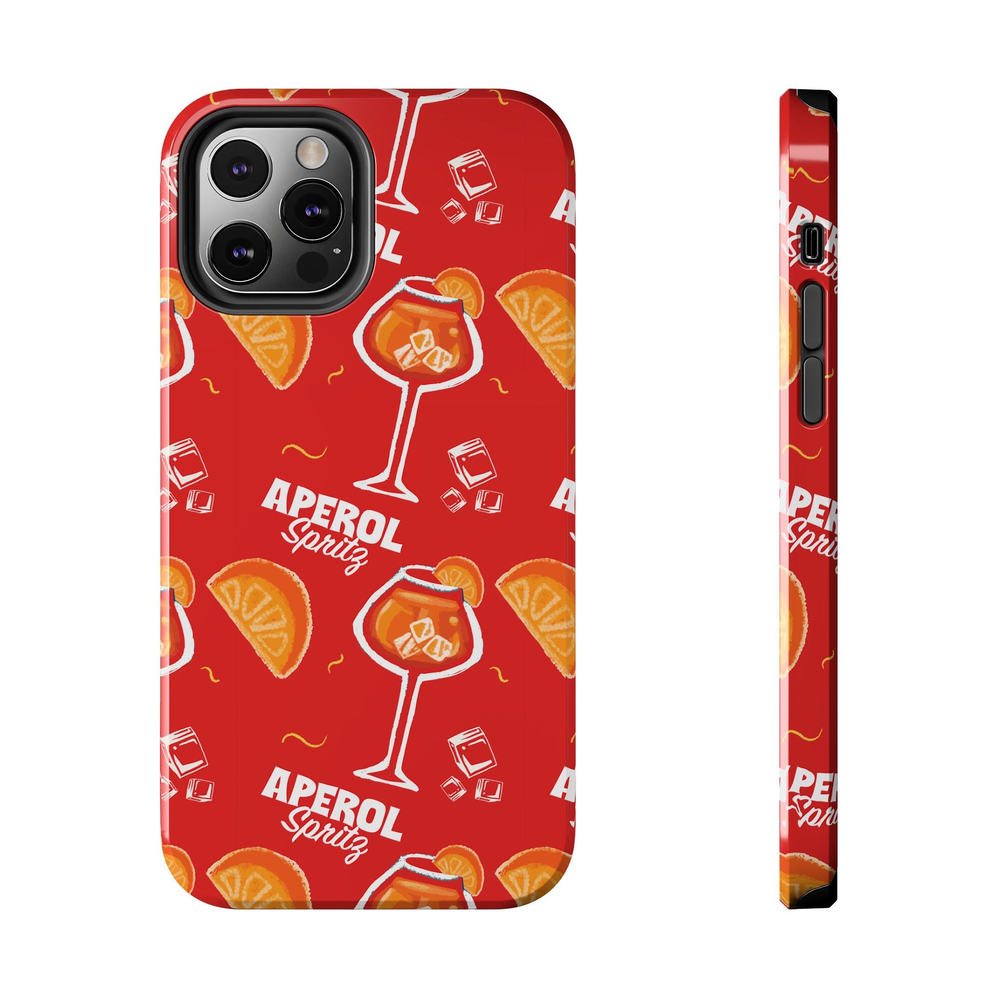 Aperol Spritz Tough Phone Case — Red Cocktail Pattern Protective Cover
