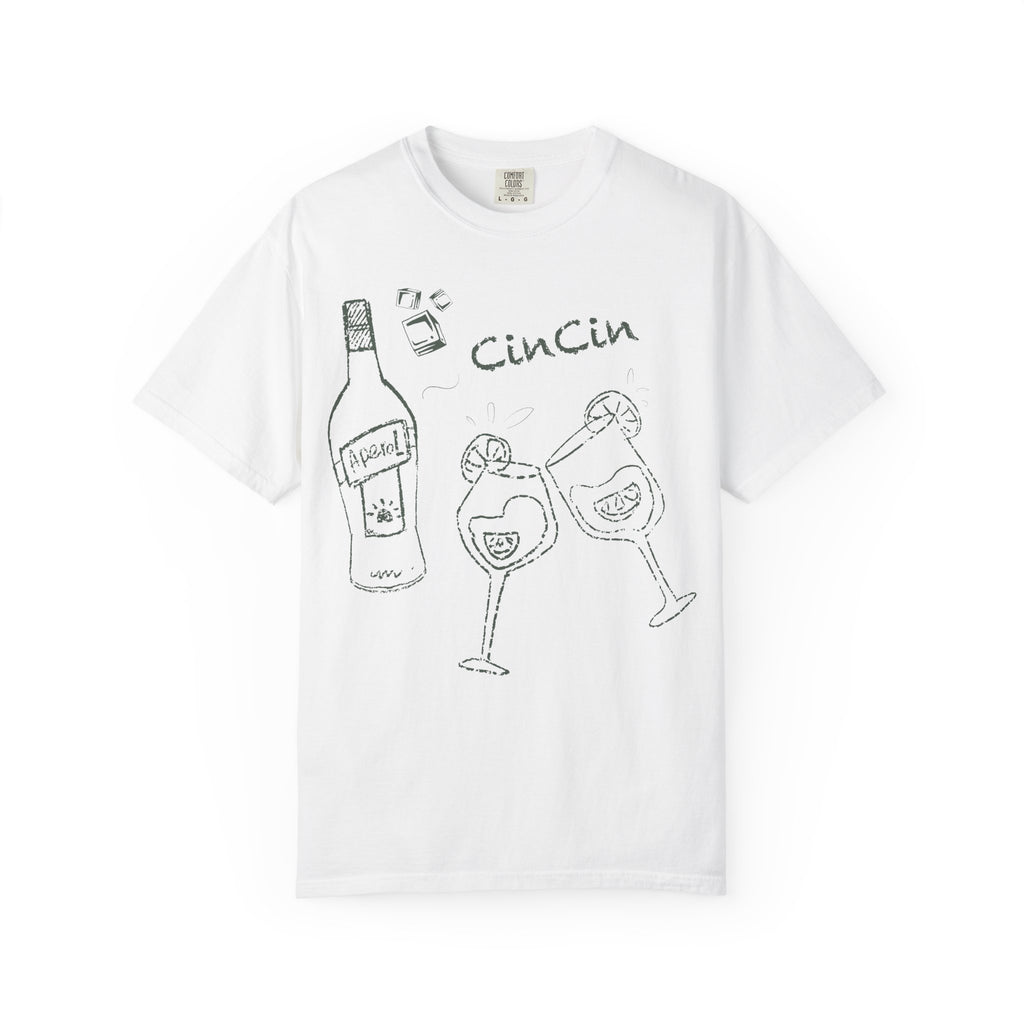 Cin Cin Aperol Shirt — Green & White Summer Cocktail Party Tee