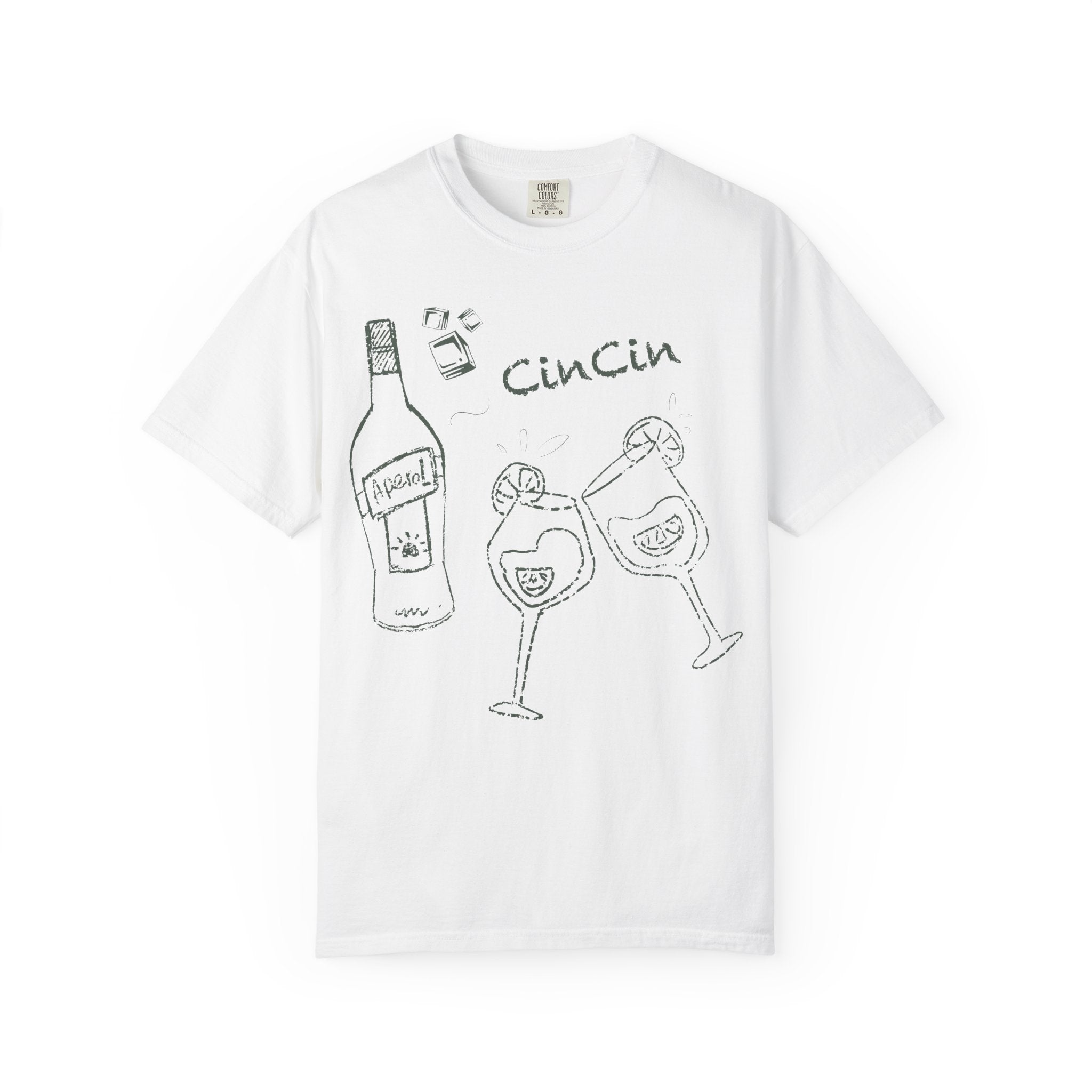 Cin Cin Aperol Shirt — Green & White Summer Cocktail Party Tee
