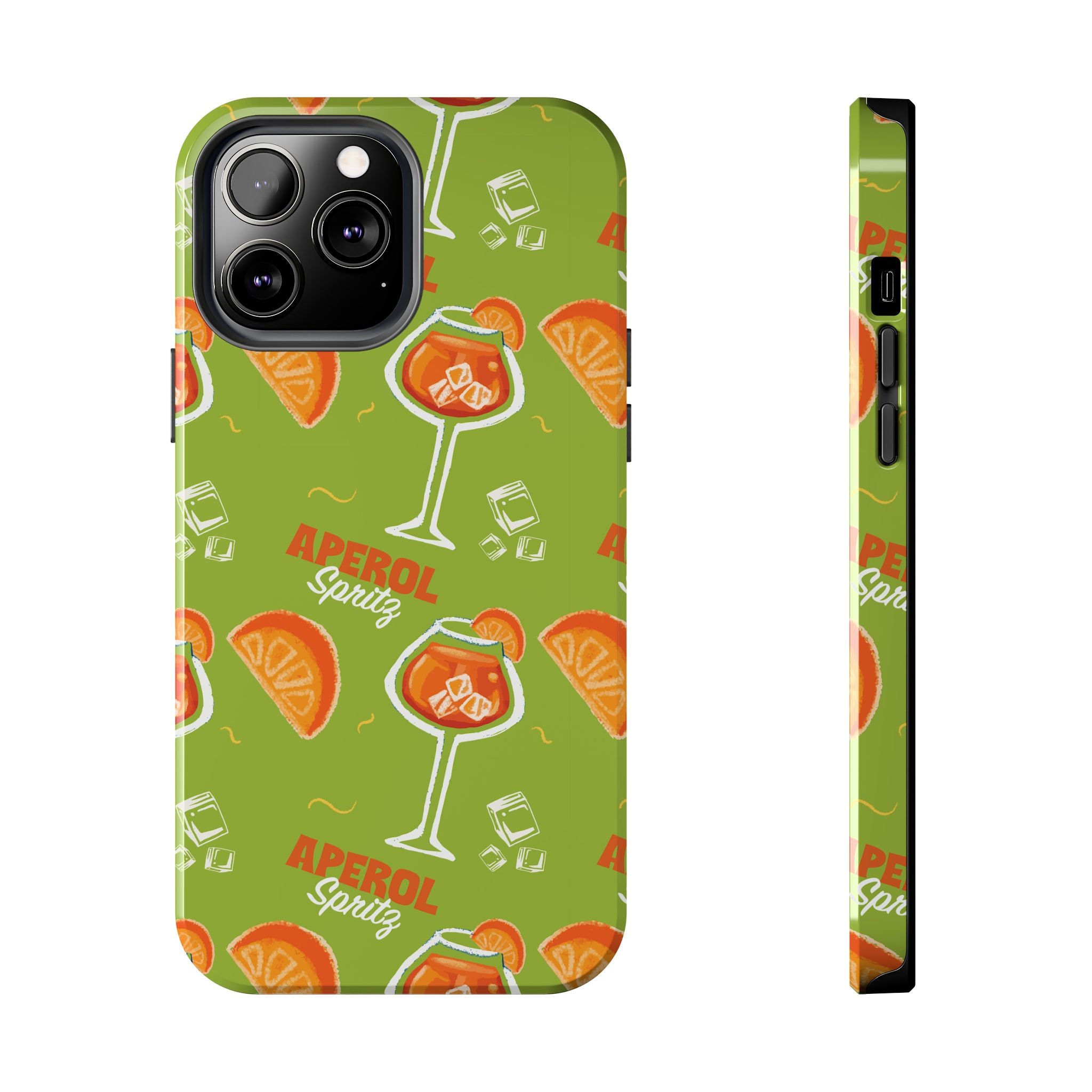 Aperol Spritz Tough Phone Case — Green Cocktail Pattern Phone Cover