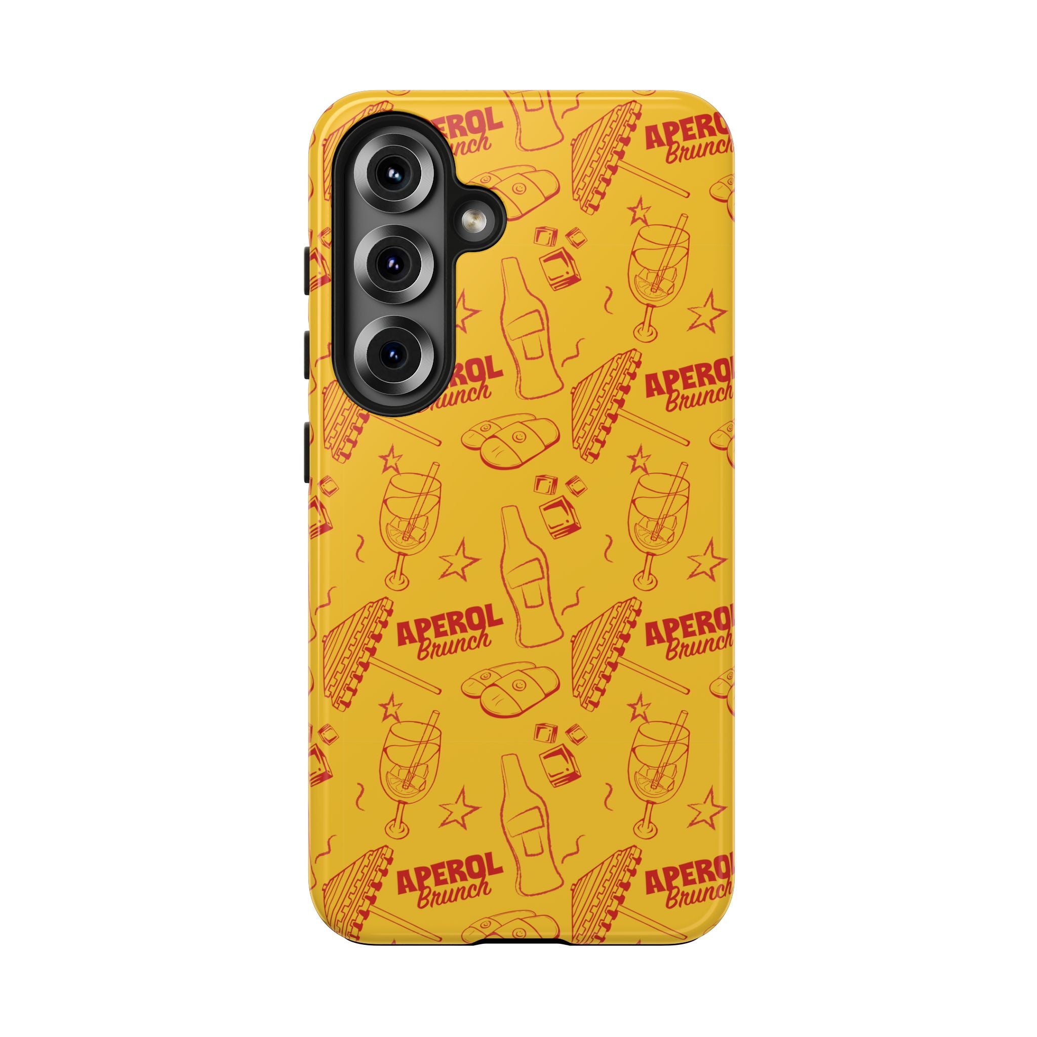 Aperol Brunch Tough Phone Case — Yellow Cocktail Patterned Protective Cover