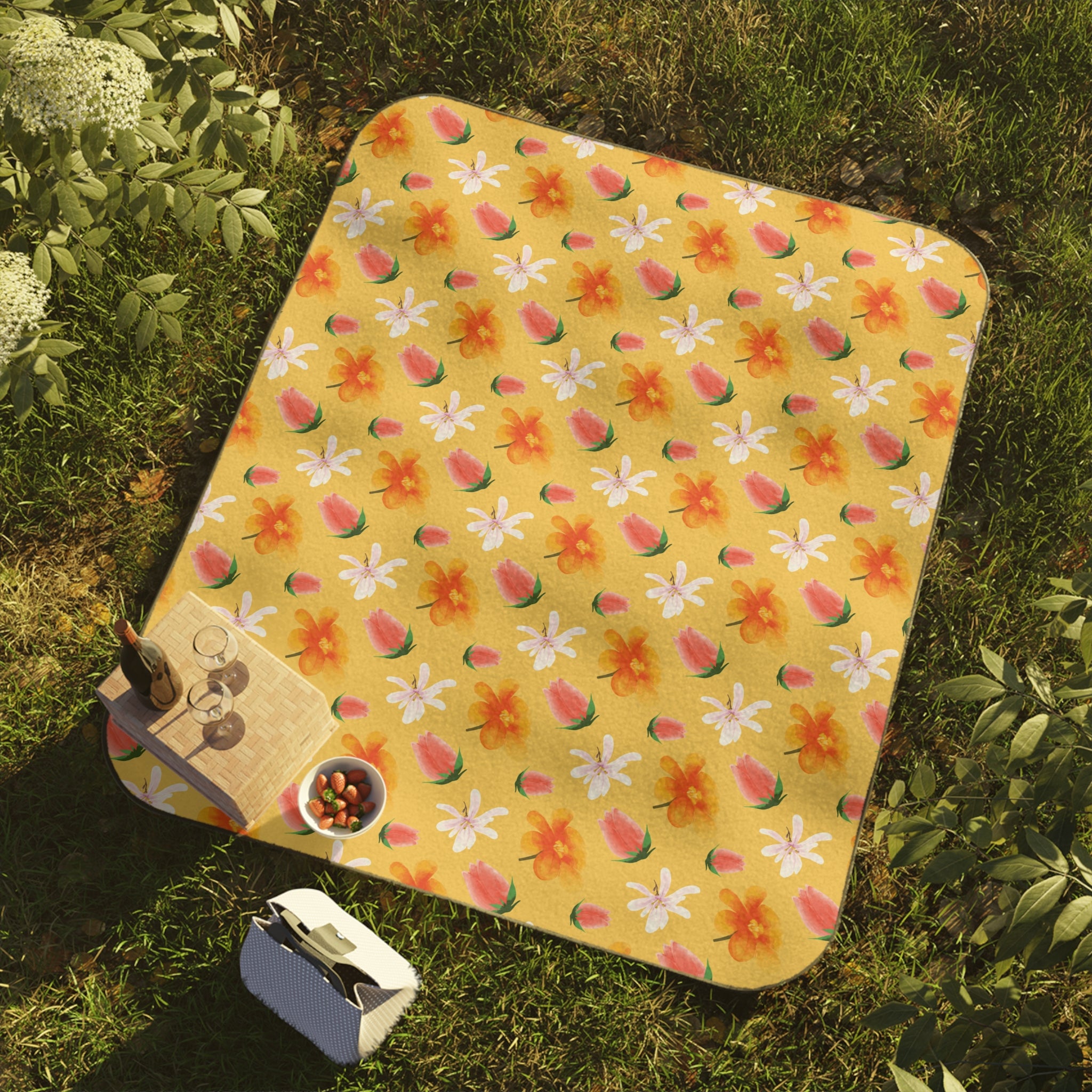 Tropical Floral Picnic Blanket — Outdoor Throw