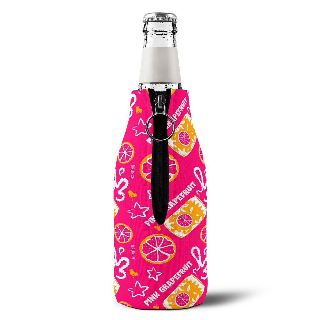 Pink Grapefruit Fruit Brunch Zip-Up Bottle Cooler Sleeve - Pink Grapefruit Collection Inspired Design