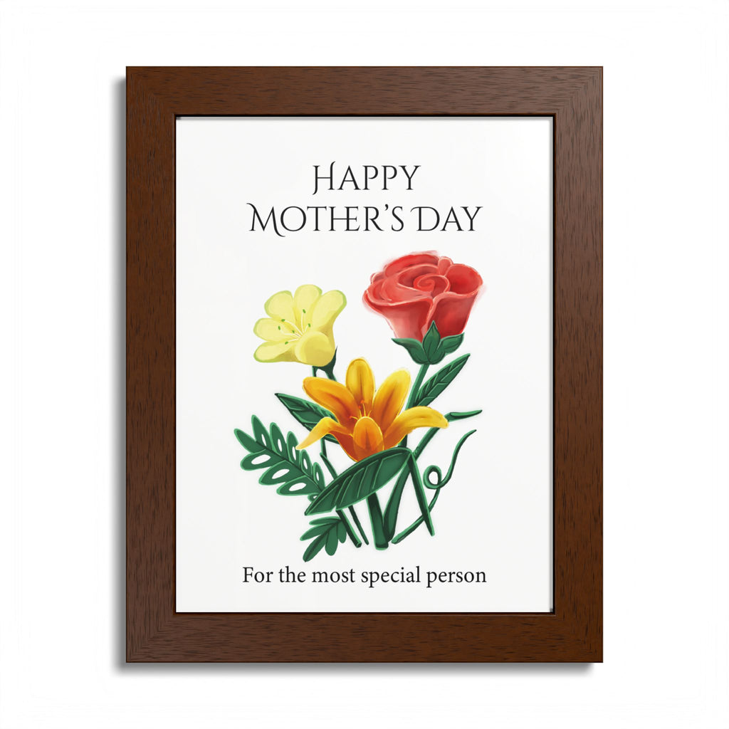 Mother’s Day Framed Floral Poster – Happy Mother’s Day Wall Art for Mom | Floral Gift Decor