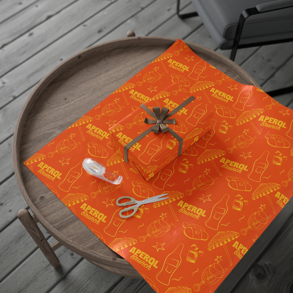 Aperol Brunch Peel Wrapping Paper Roll — Orange and Yellow Brunch Collection Inspired Design