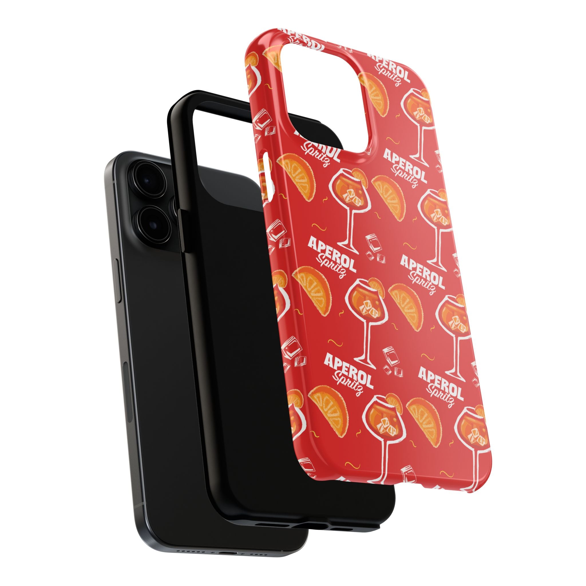 Aperol Spritz Tough Phone Case — Red Cocktail Pattern Protective Cover