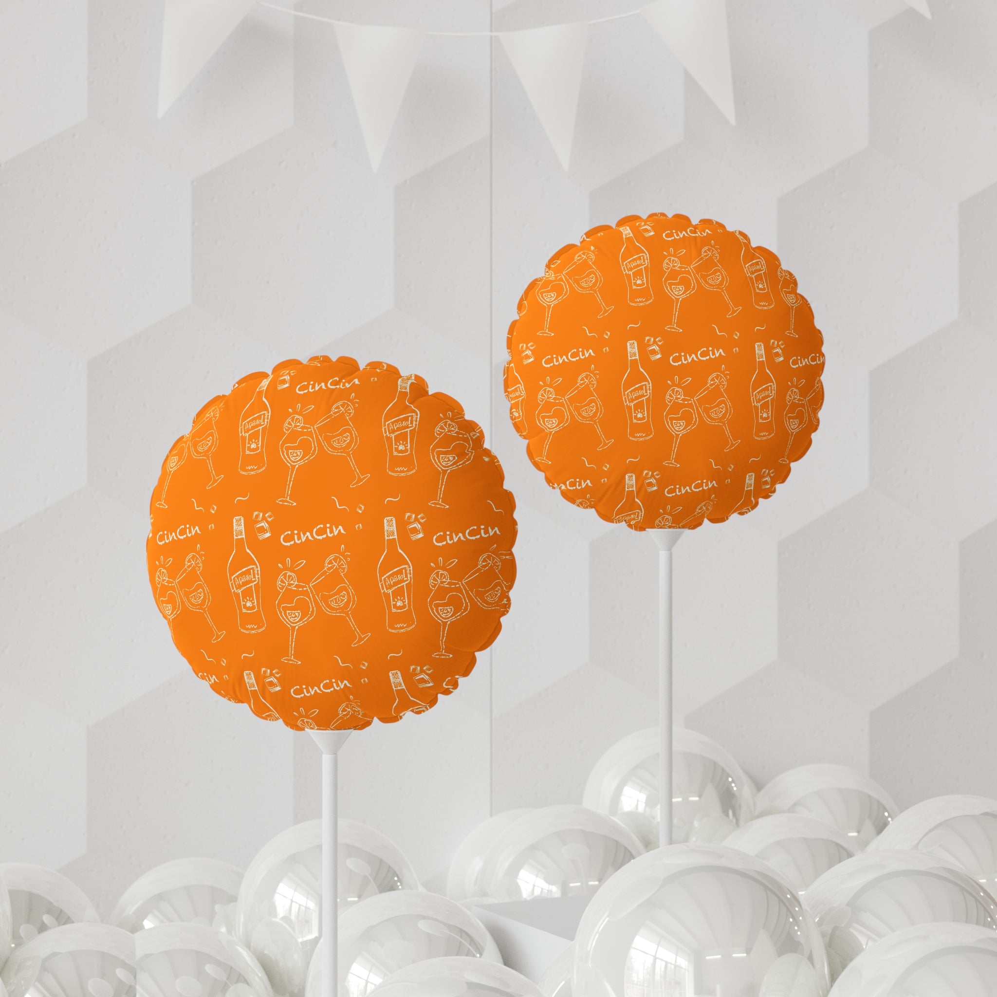 Cin Cin 11" Round Balloon — Orange Cin Cin Collection Inspired Design