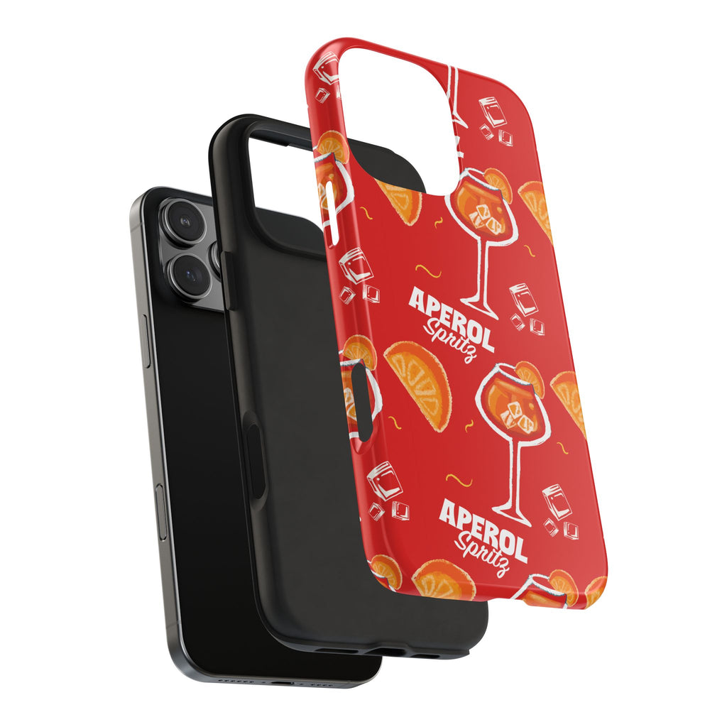 Aperol Spritz Tough Phone Case — Red Cocktail Pattern Protective Cover