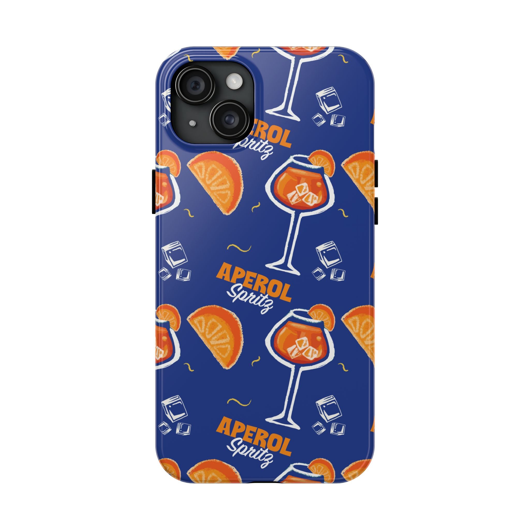 Aperol Spritz Tough Phone Case — Blue Cocktail Pattern Protective Cover
