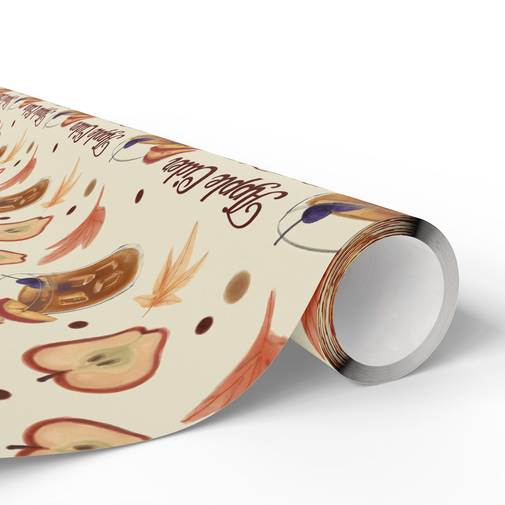Apple Cider Old Fashioned Wrapping Paper Roll — Beige Apple Cider Collection Inspired Design