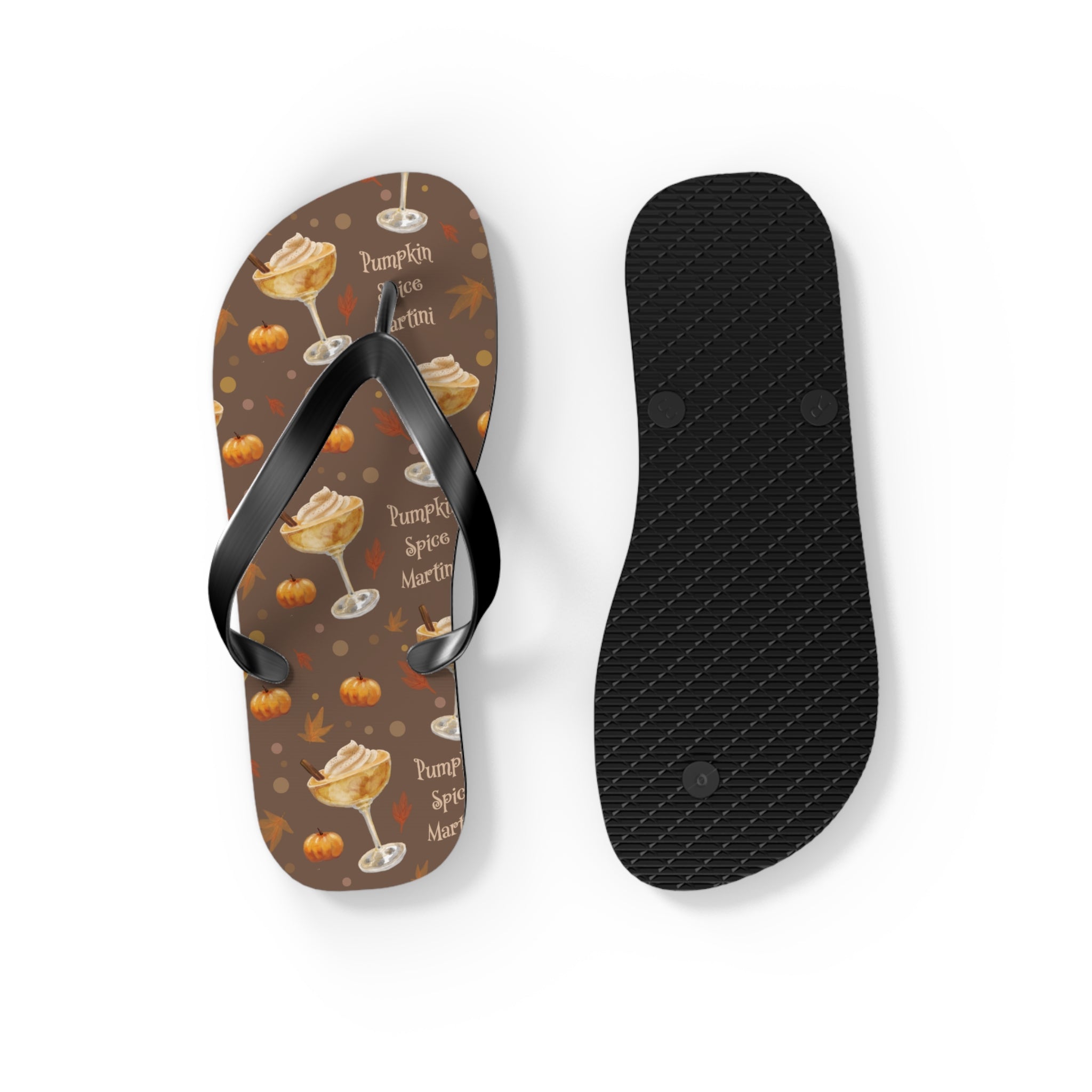 Pumpkin Spice Martini Flip Flops — Brown Pumpkin Collection Inspired Design