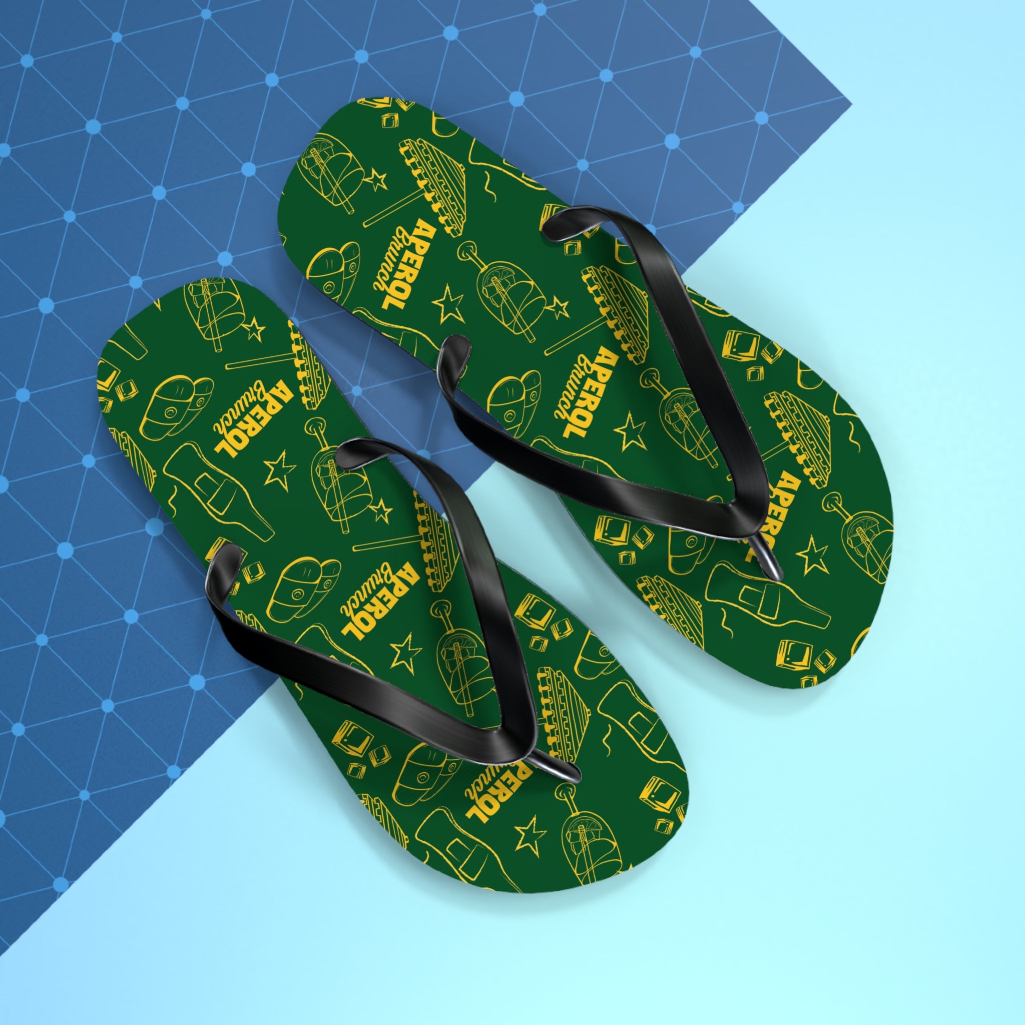 Aperol Spritz Flip Flops — Green Brunch Aperol Inspired Design
