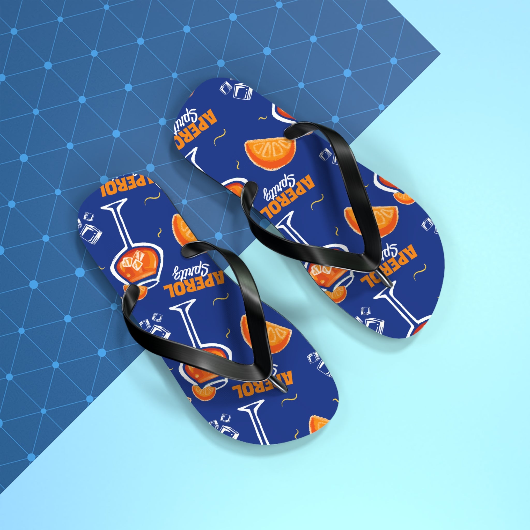 Aperol Spritz Flip Flops — Summer Cocktail Pattern Beach Sandals