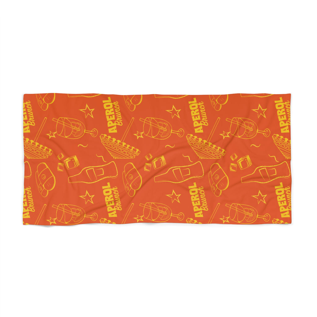 Aperol Brunch Beach Towel – Orange & Yellow Aperol Inspired Design