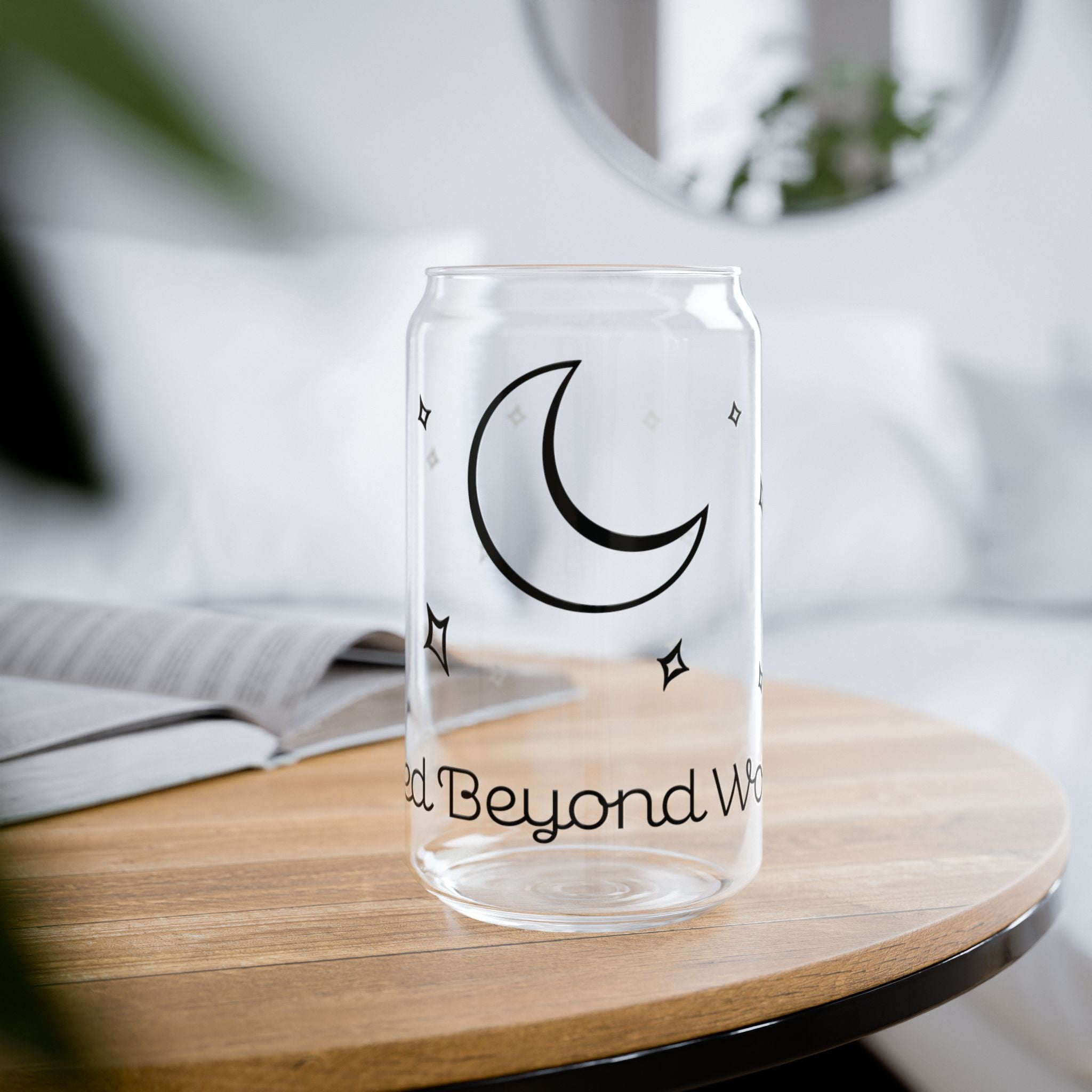 Moon & Stars 16oz Sipper Glass – Celestial Gift Cup | Loved Beyond Words Glass Can