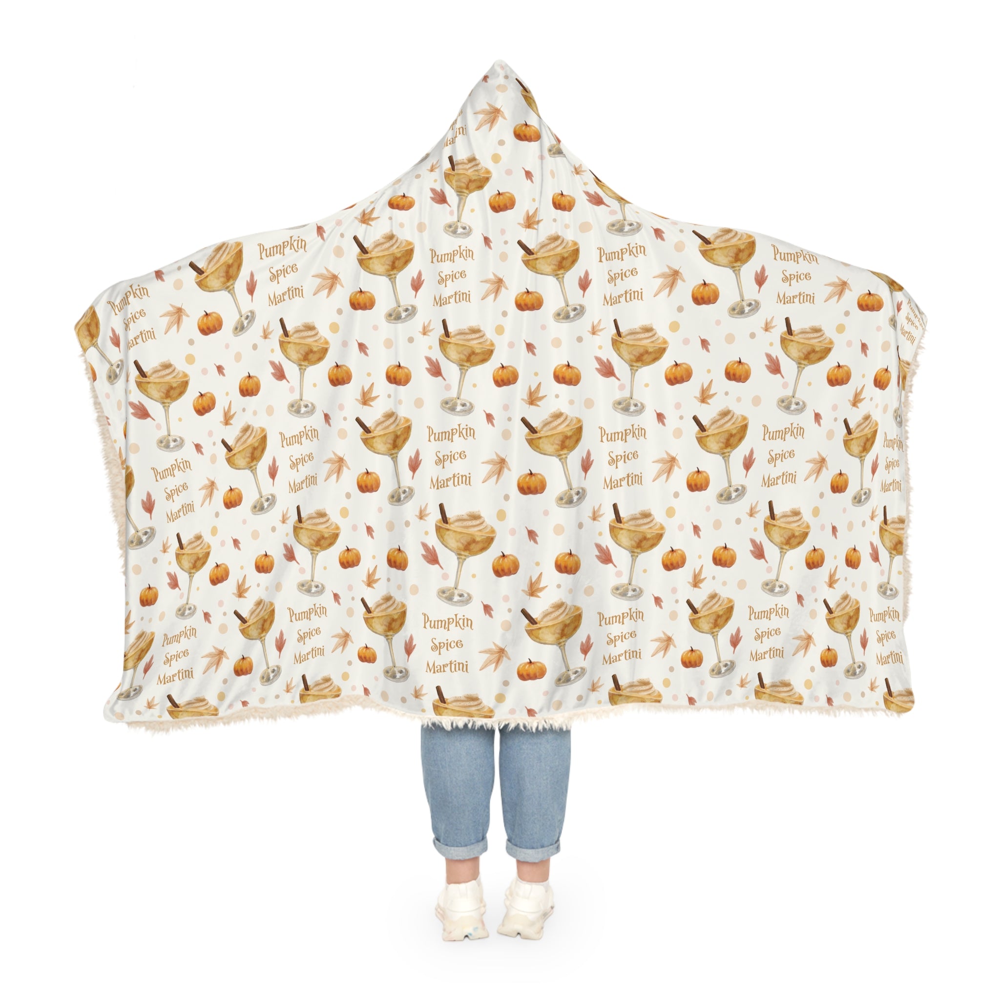 Pumpkin Spice Martini Hooded Throw Blanket — White Pumpkin Collection Inspired Design