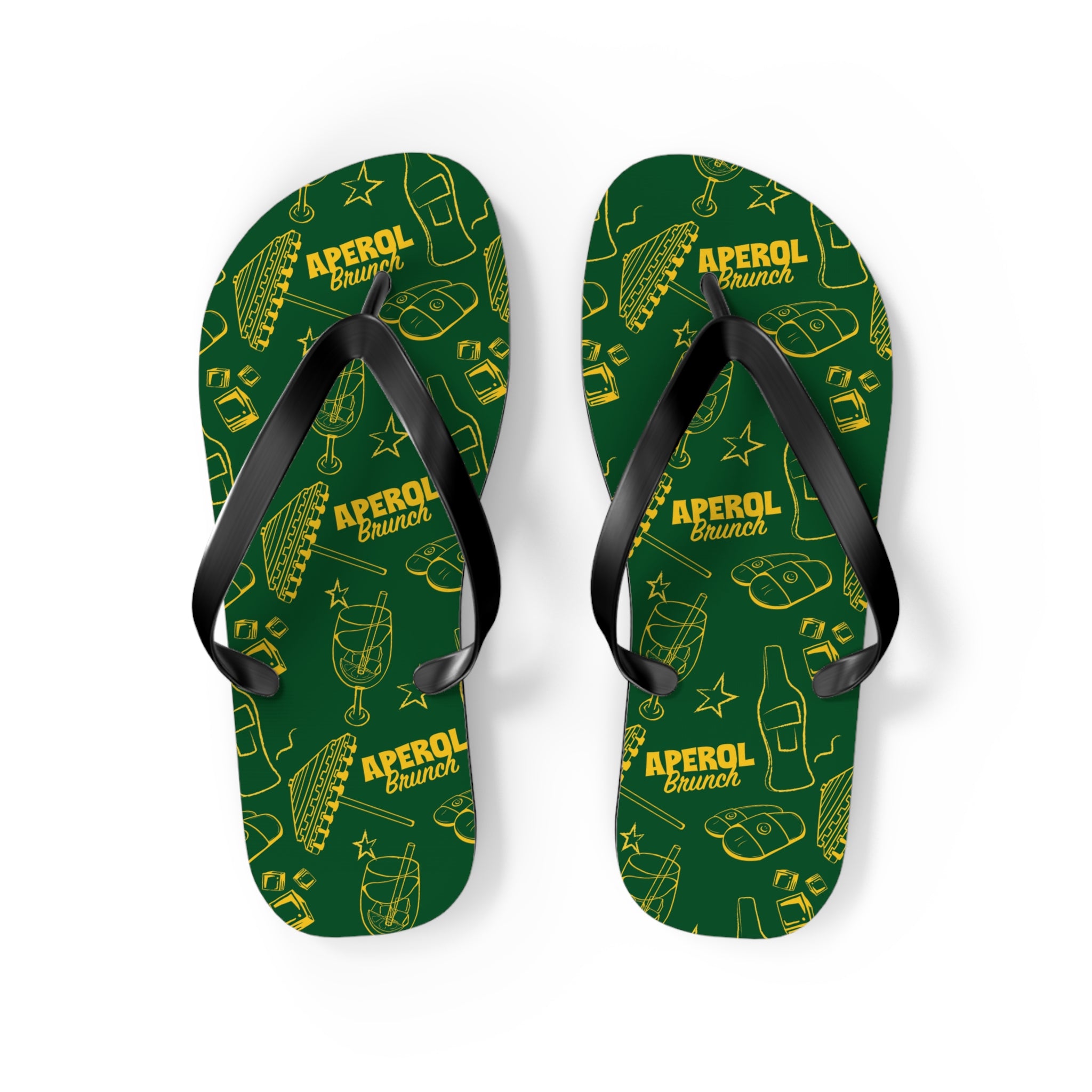 Aperol Brunch Flip Flops — Green Brunch Aperol Inspired Design