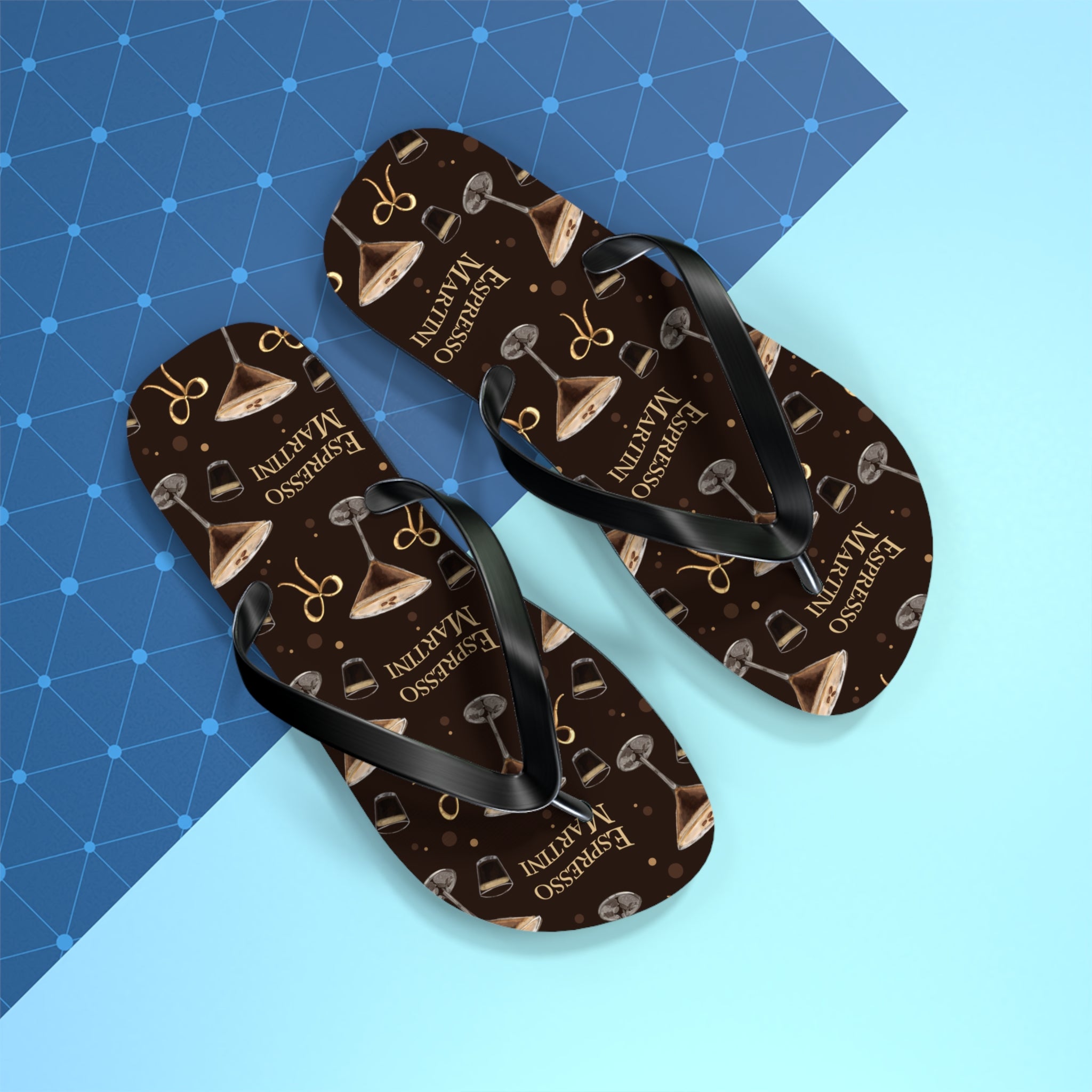 Espresso Martini Flip Flops — Dark Brown Espresso Collection Inspired Design