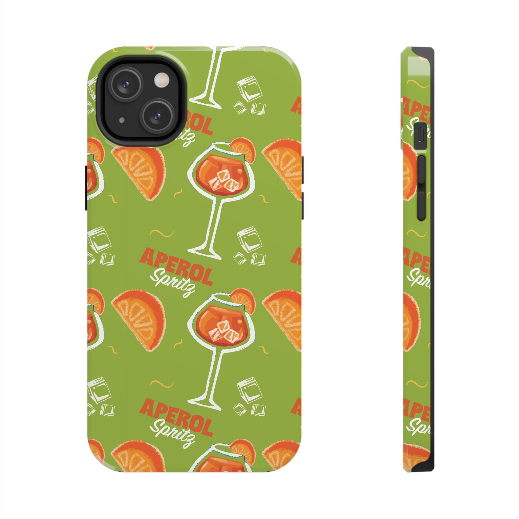 Aperol Spritz Tough Phone Case — Green Cocktail Pattern Phone Cover