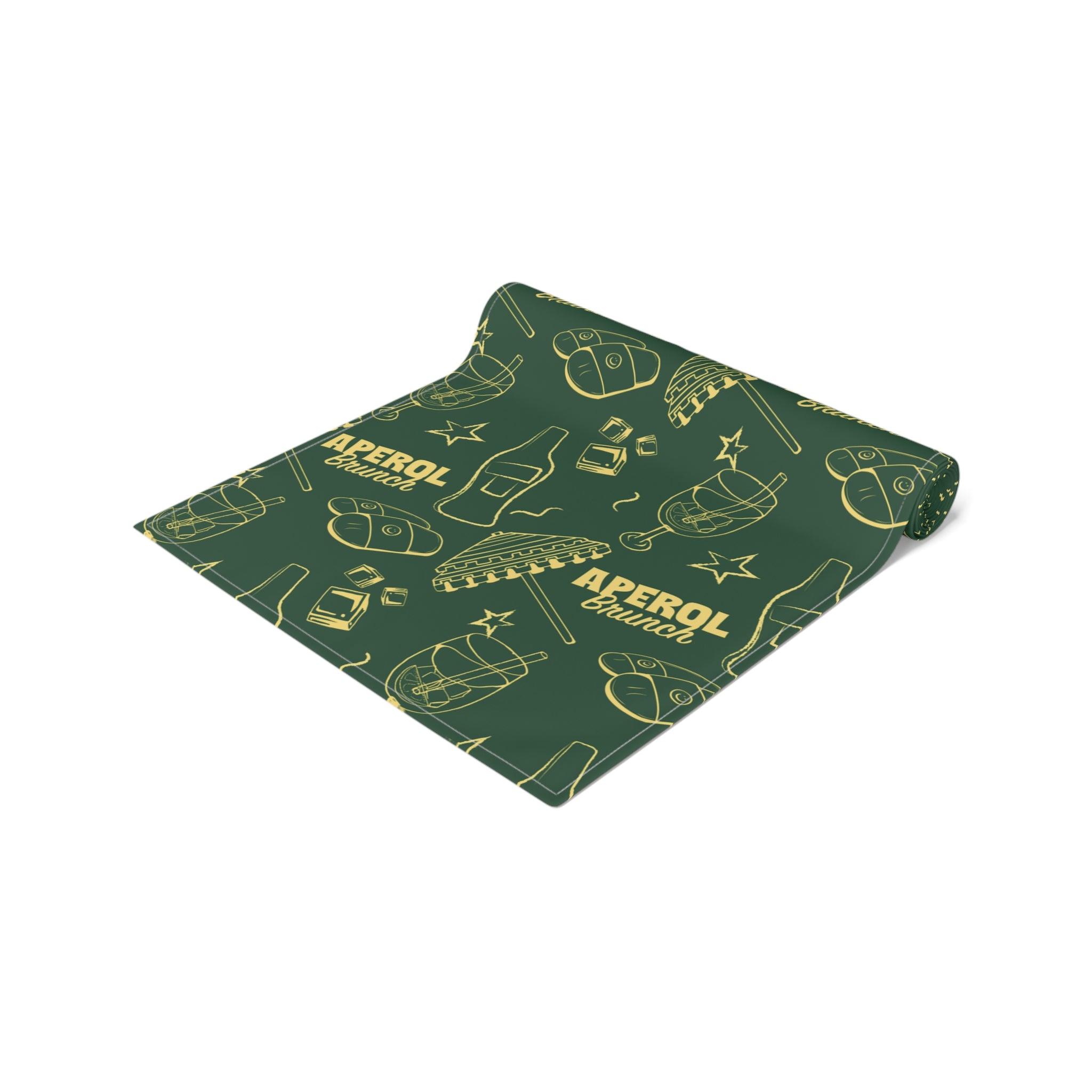 Aperol Brunch Table Runner — Green Citrus Summer Decor