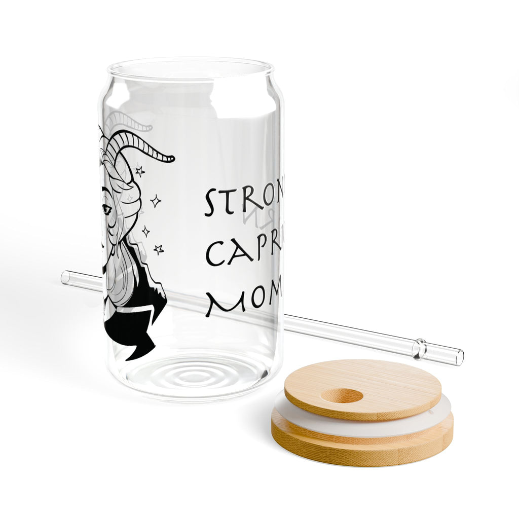 Capricorn Mom Gift – 16oz Zodiac Sipper Glass for Mom | Astrology Glass Cup