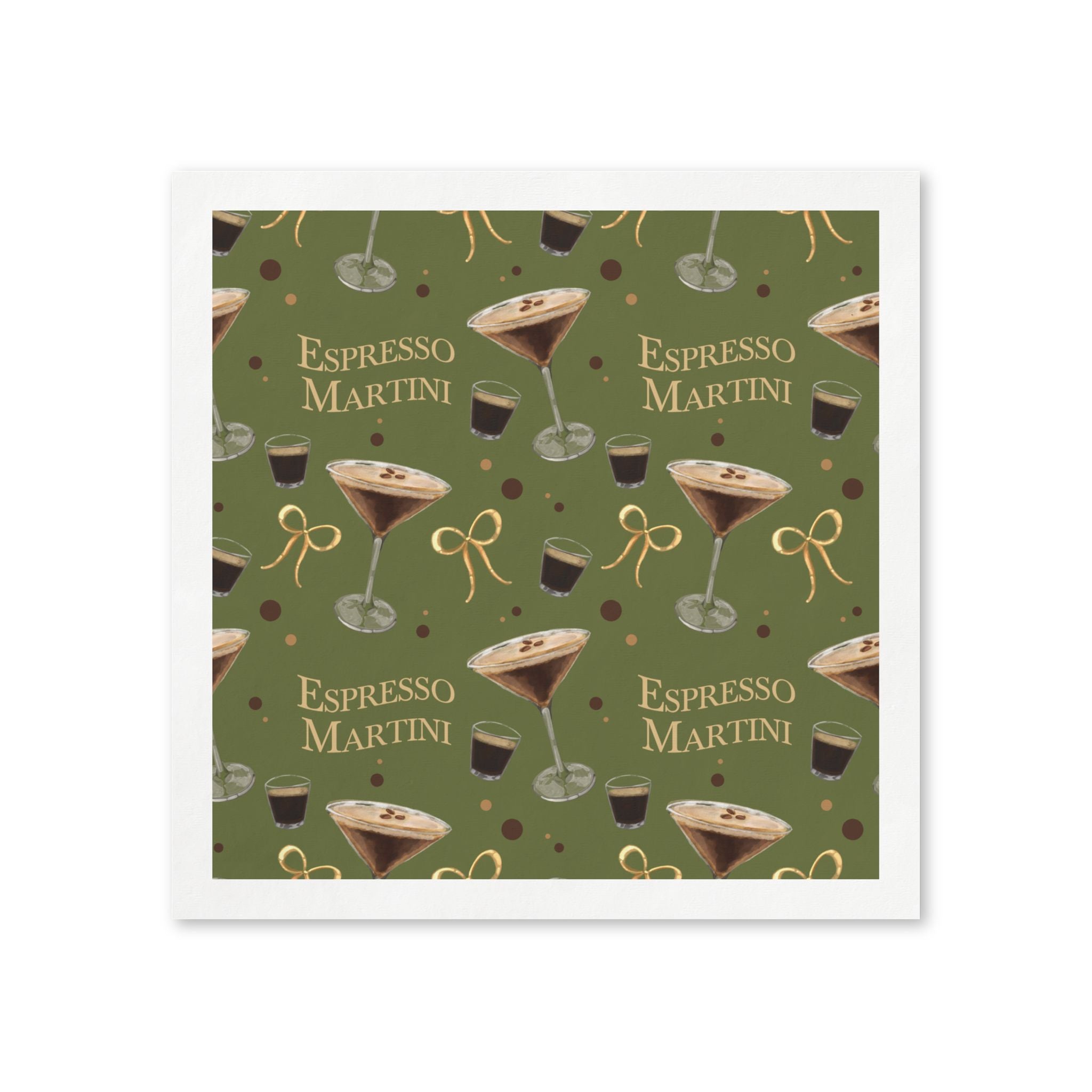 Espresso Martini 50pcs Napkins — Olive Green Espresso Collection Inspired Design