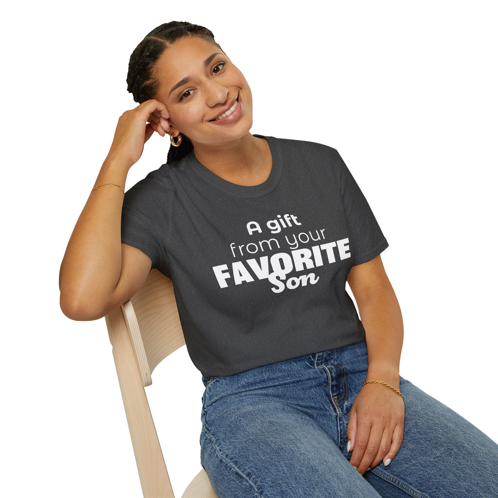 Favorite Son Gift for Mom T-Shirt – Funny Mother’s Day Shirt from Son | Mom Graphic Tee