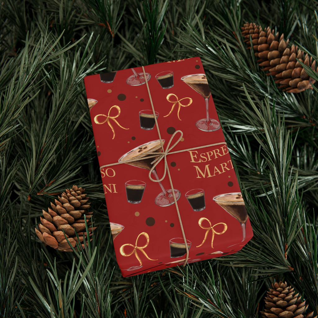Espresso Martini Wrapping Paper Roll — Red Espresso Collection Inspired Design