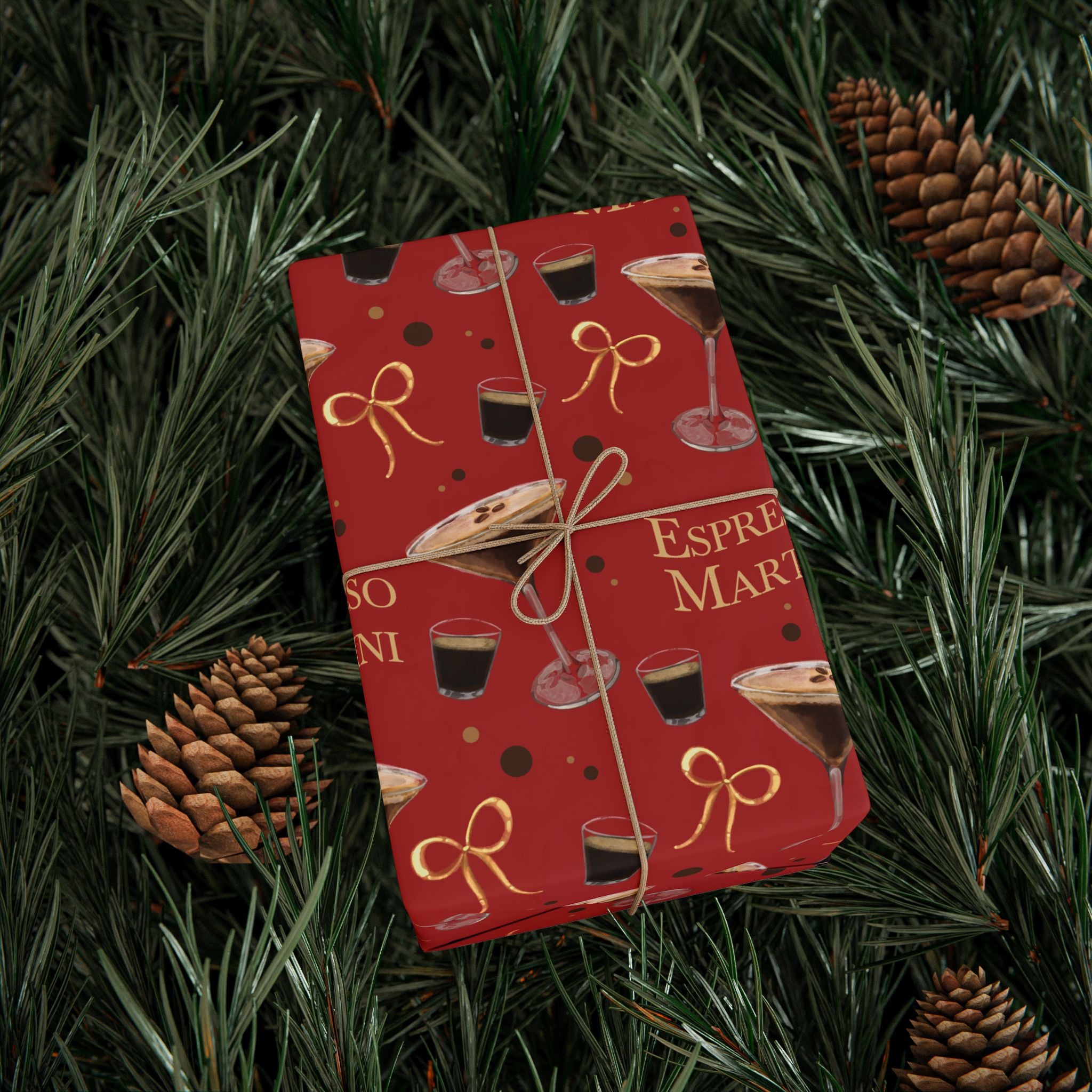 Espresso Martini Wrapping Paper Roll — Red Espresso Collection Inspired Design