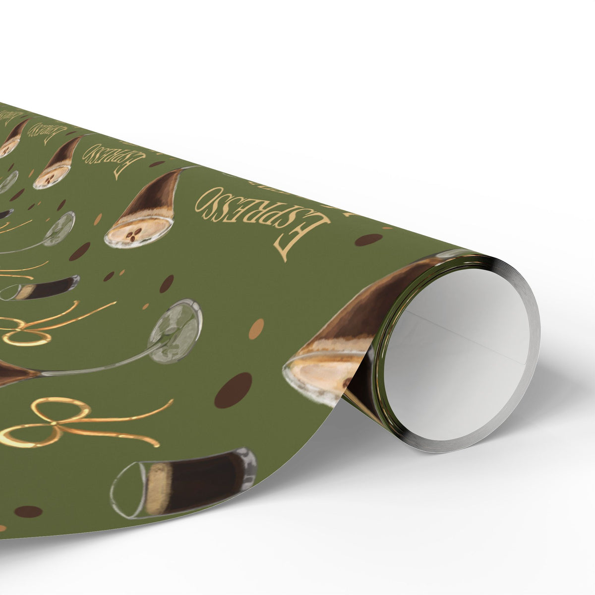 Espresso Martini Wrapping Paper Roll — Olive Green Espresso Collection Inspired Design