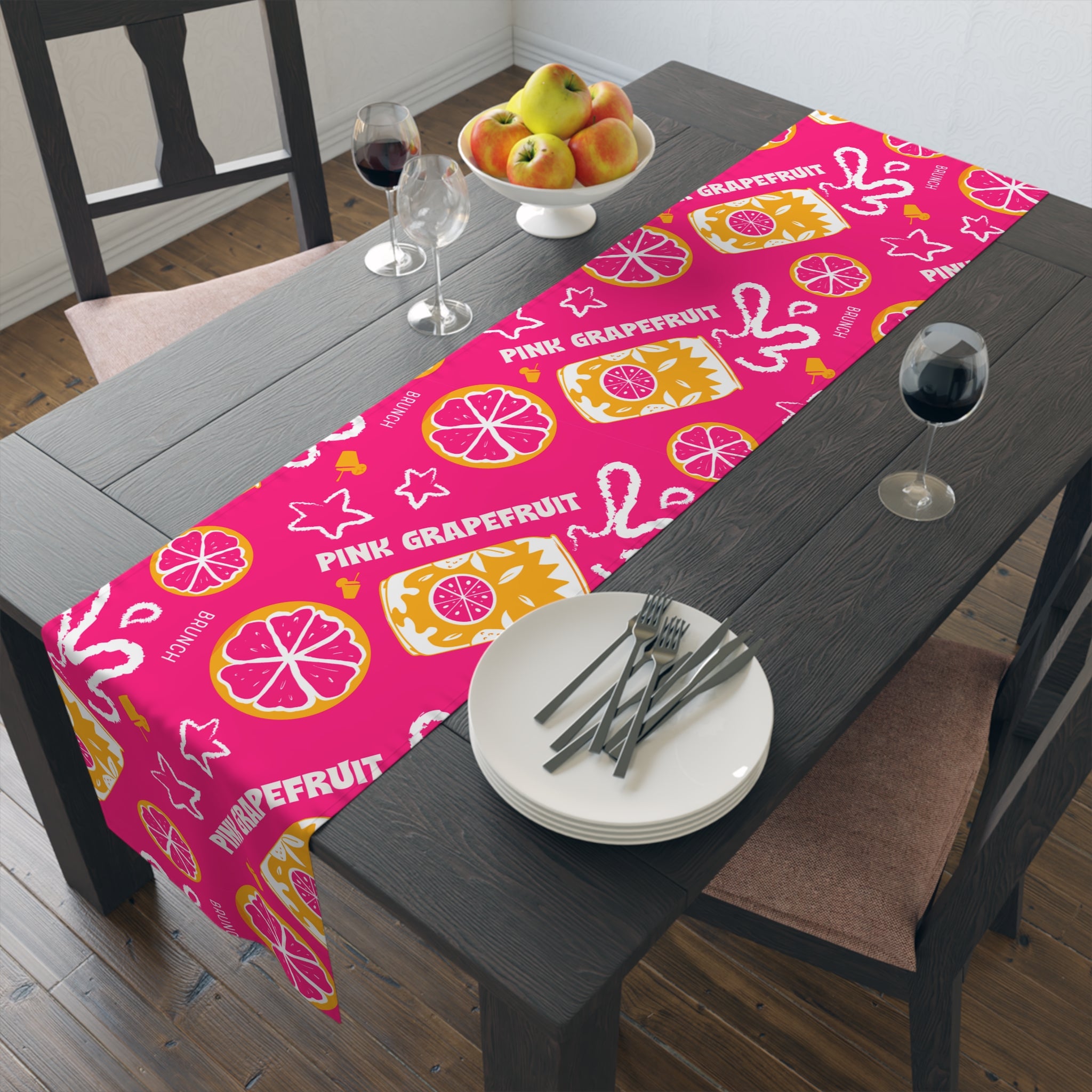 Pink Grapefruit Table Runner — Citrus Summer Decor