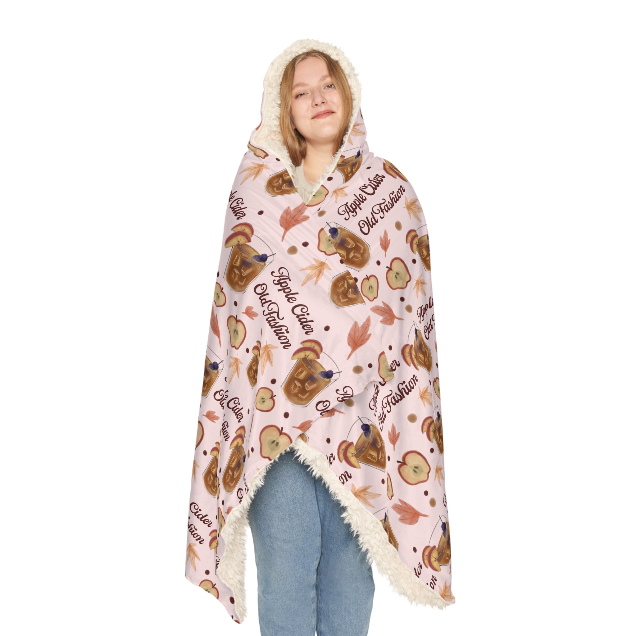 Apple Cider Old Fashion Hooded Throw Blanket – Light Pink Apple Cider Collection Inspired Design
