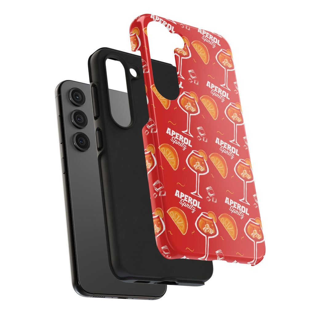 Aperol Spritz Tough Phone Case — Red Cocktail Pattern Protective Cover