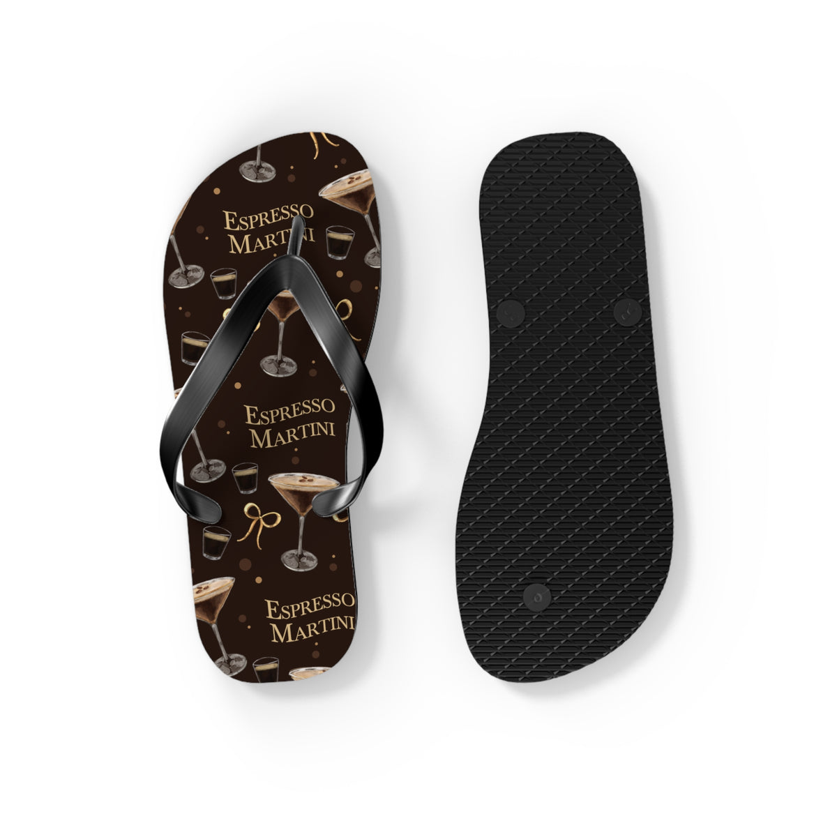 Espresso Martini Flip Flops — Dark Brown Espresso Collection Inspired Design