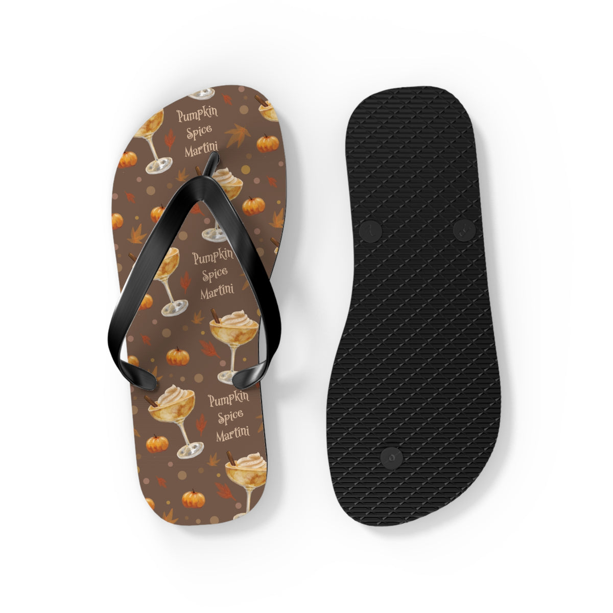 Pumpkin Spice Martini Flip Flops — Brown Pumpkin Collection Inspired Design